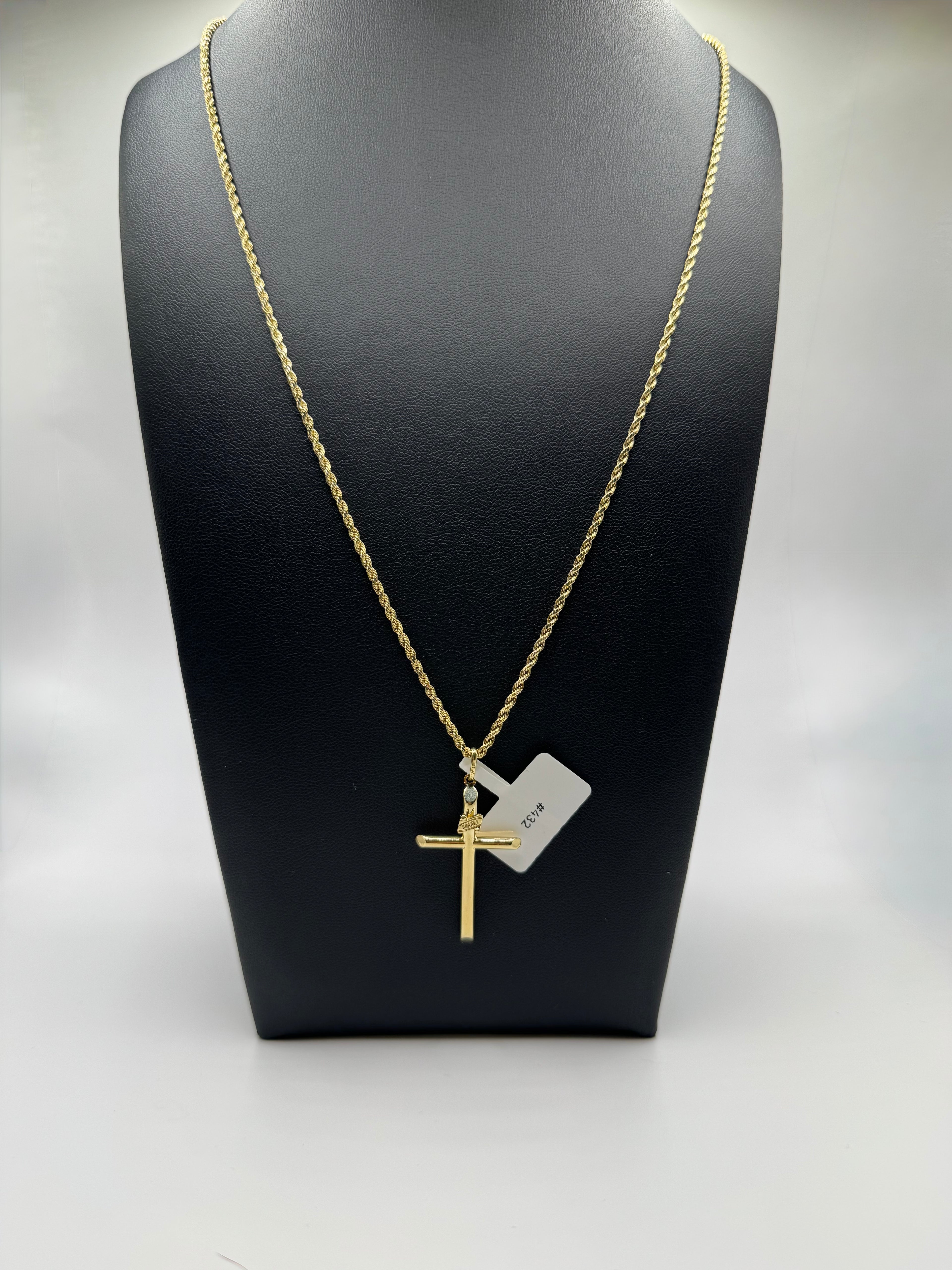 Rope chain with cross pendant