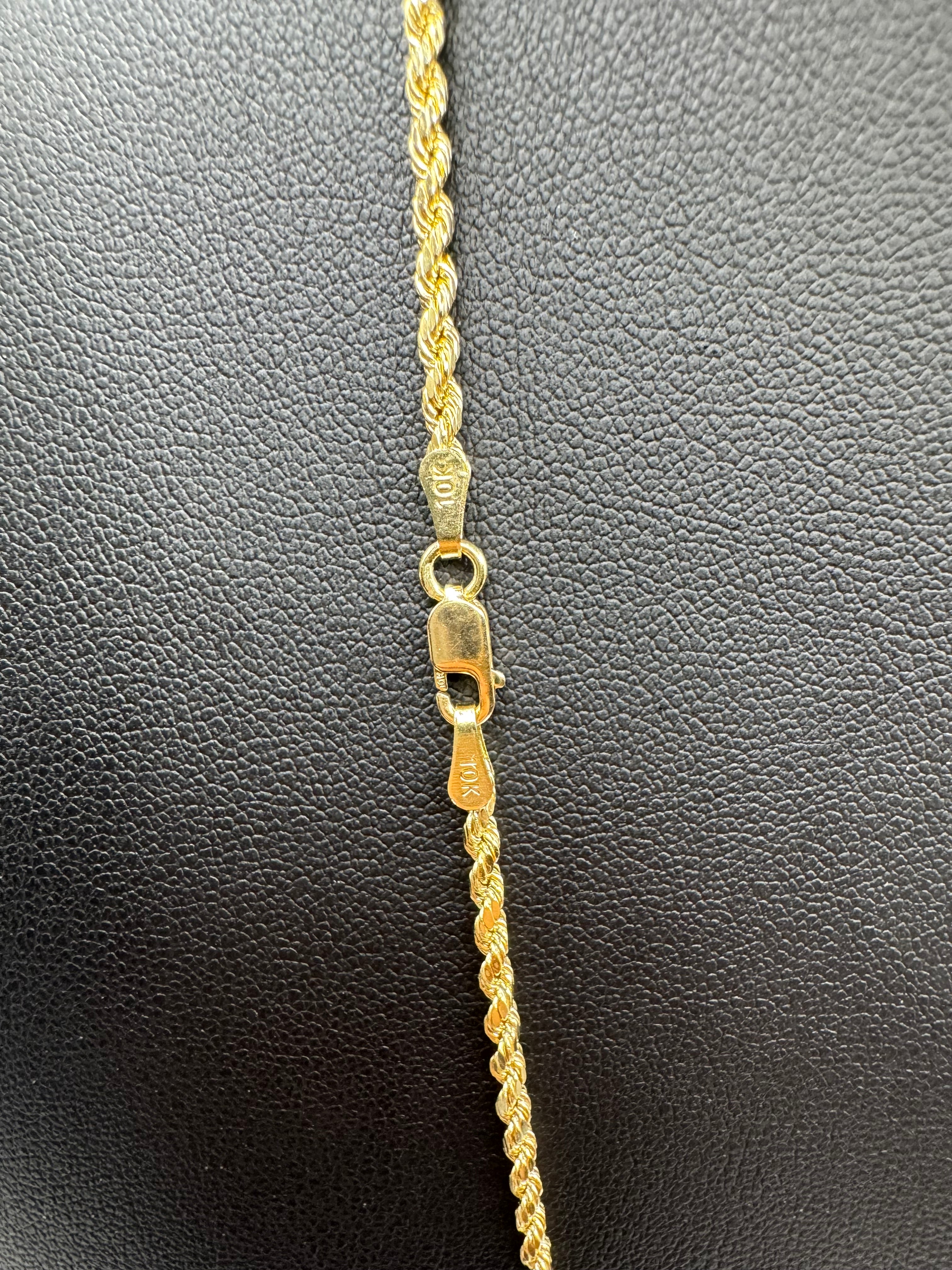 10K Gold Rope Chain With San Judas Pendant