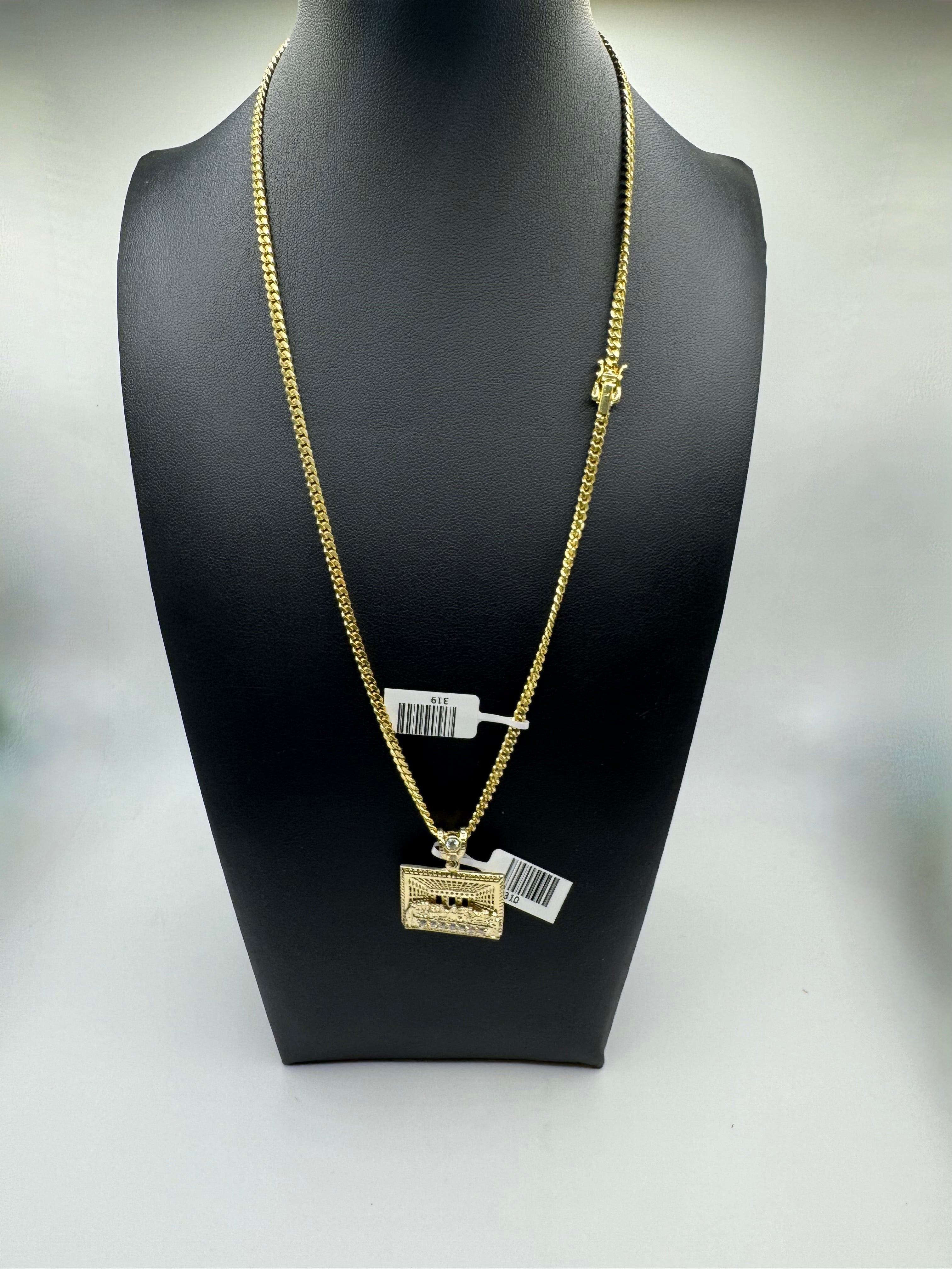 10K Gold Miami Cuban Link Chain With Last Supper pendant