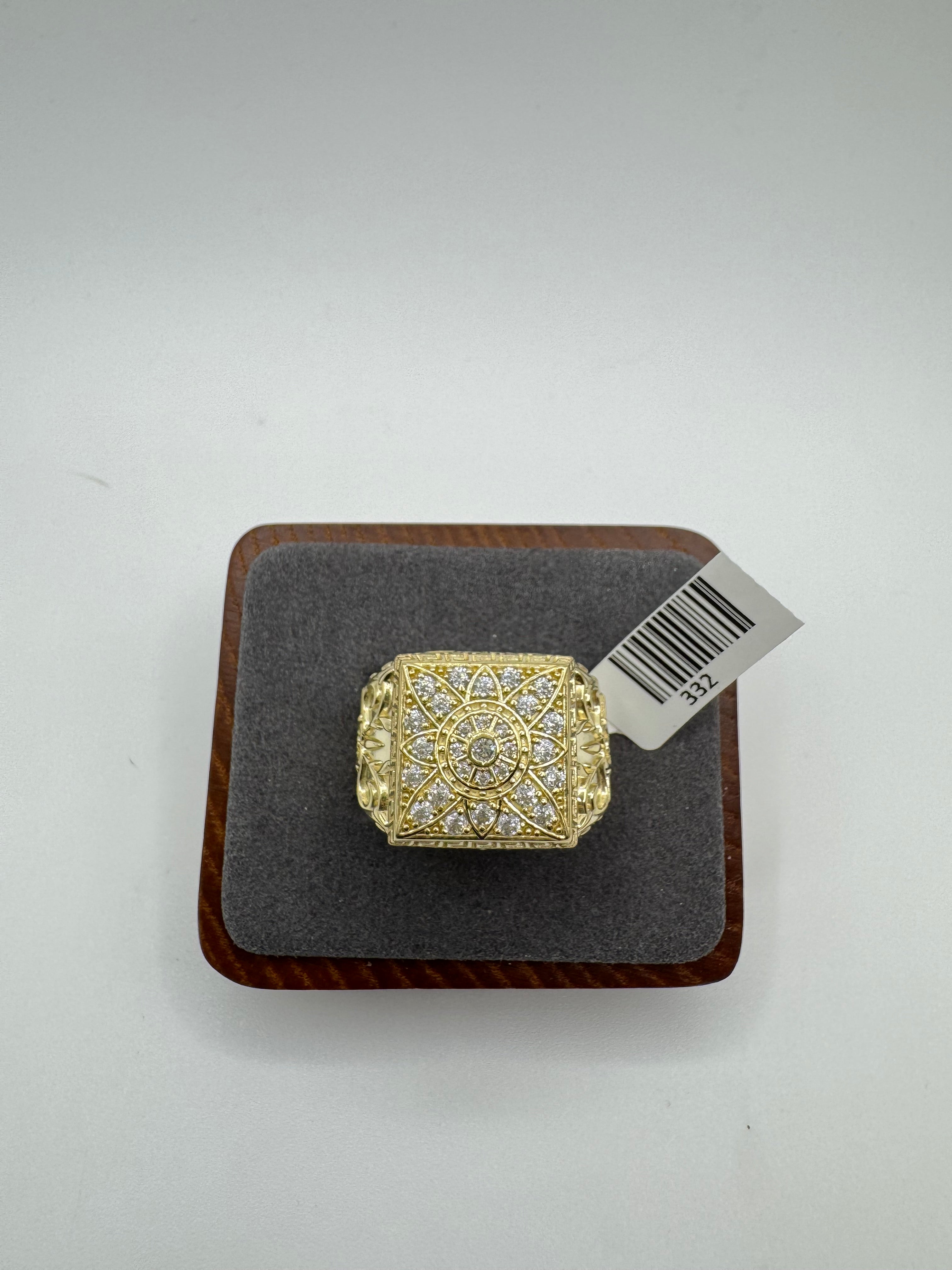 10K Square With CZ Stones Men’s Ring