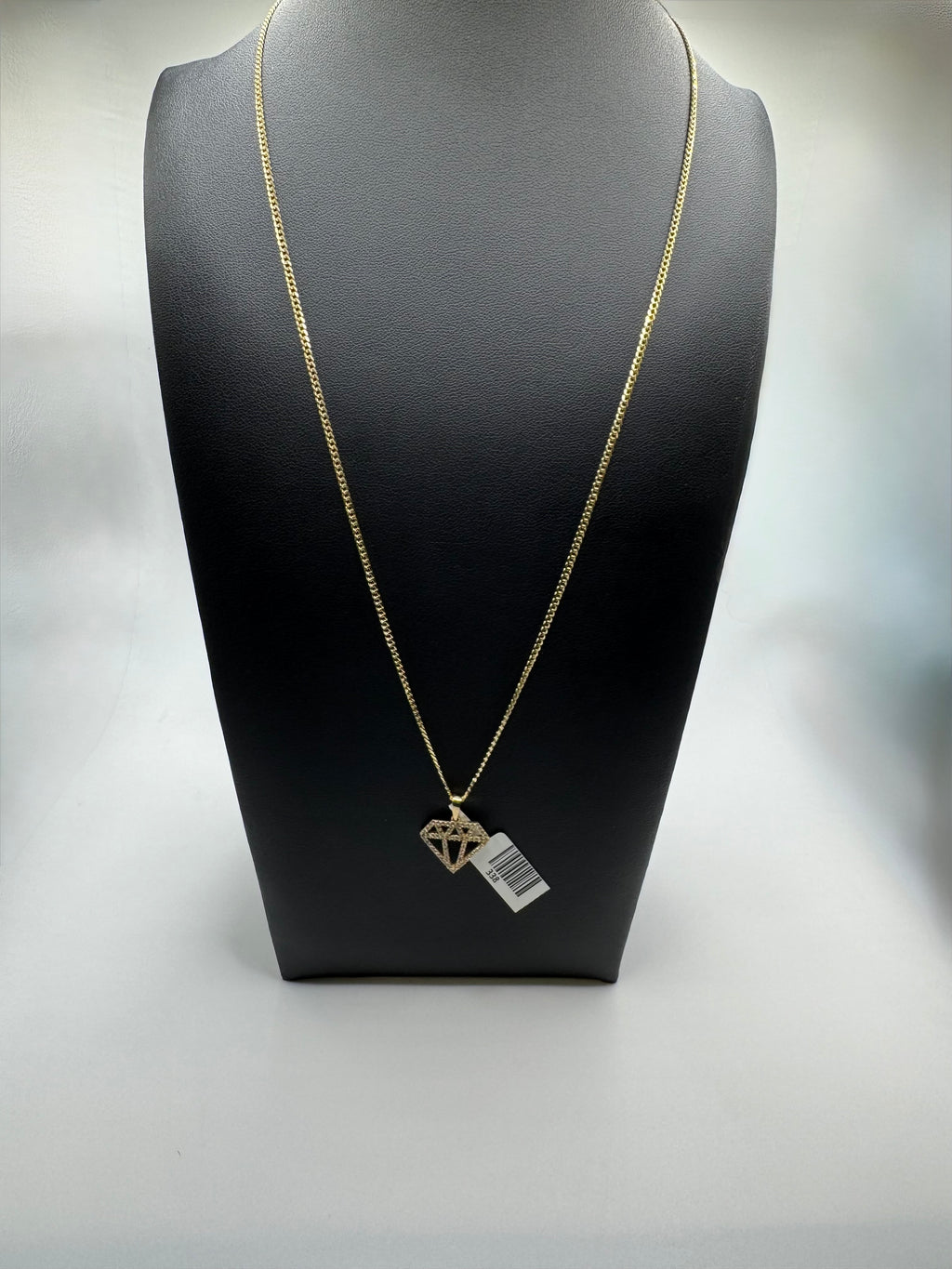 10K Gold Curve Chain With Pendant