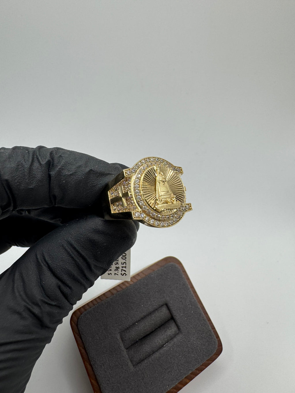 10K Gold Virgen De La Caridad Men’s Ring
