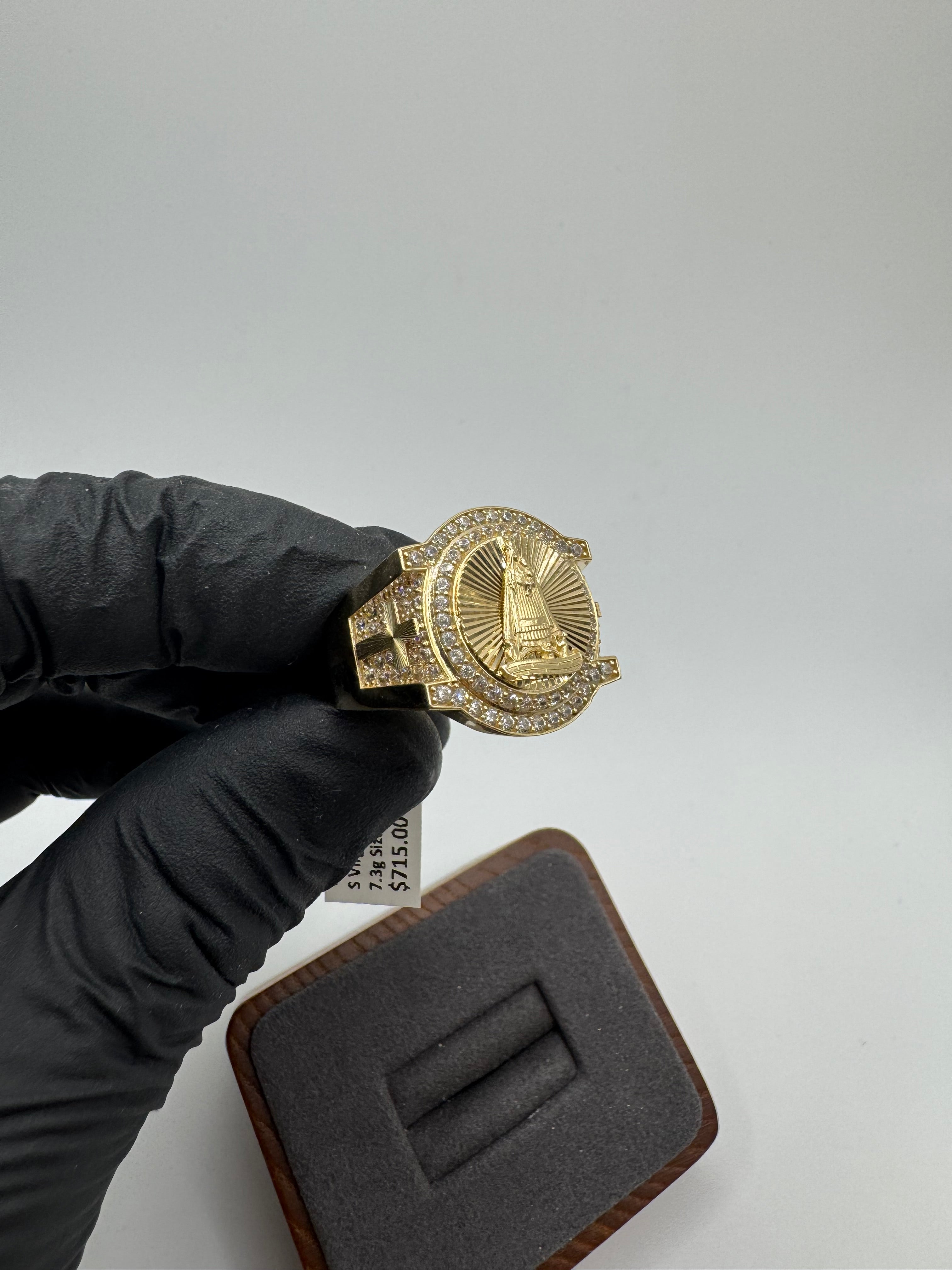 10K Gold Virgen De La Caridad Men’s Ring