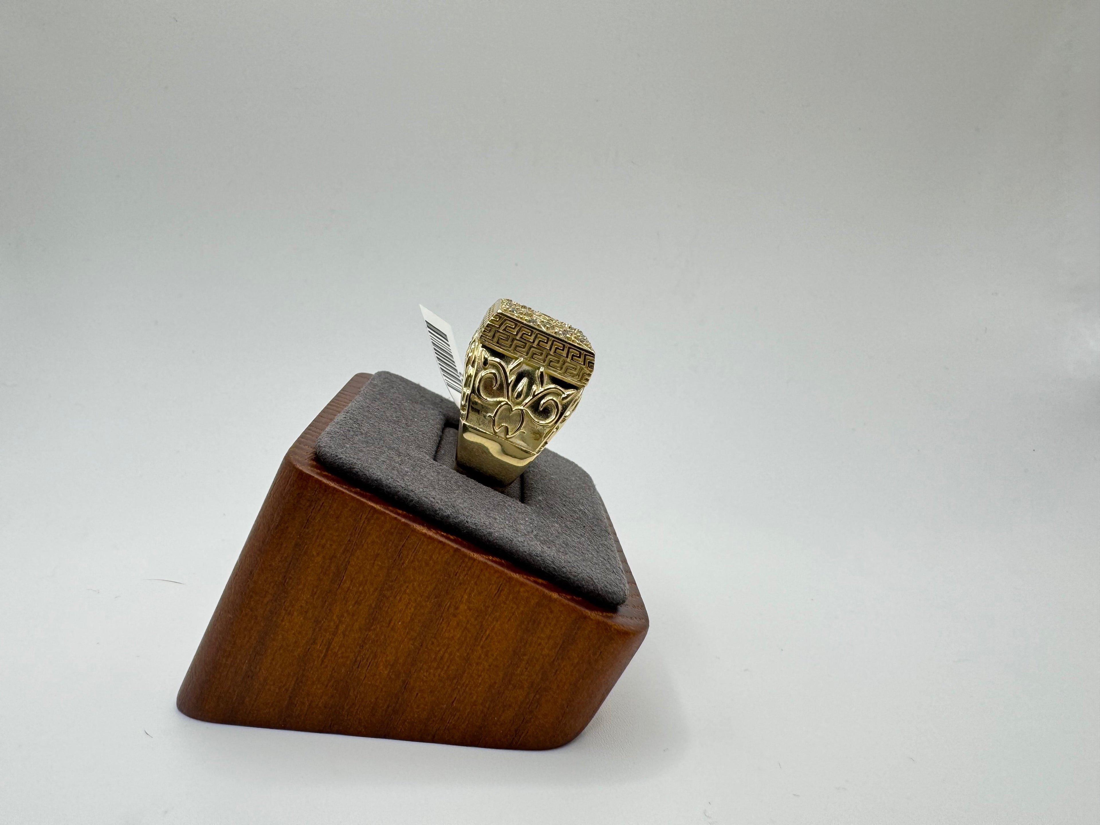 10K Square With CZ Stones Men’s Ring