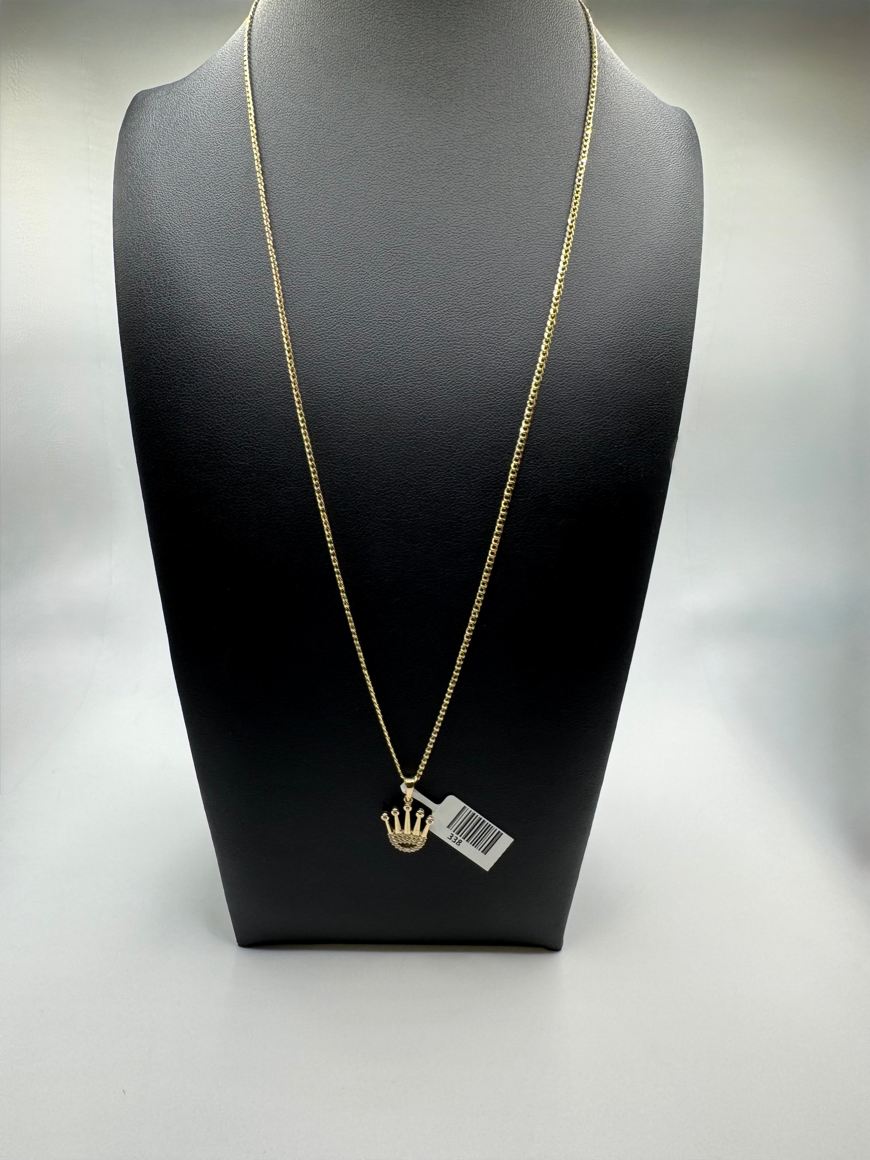 10K Gold Curve Chain With Pendant