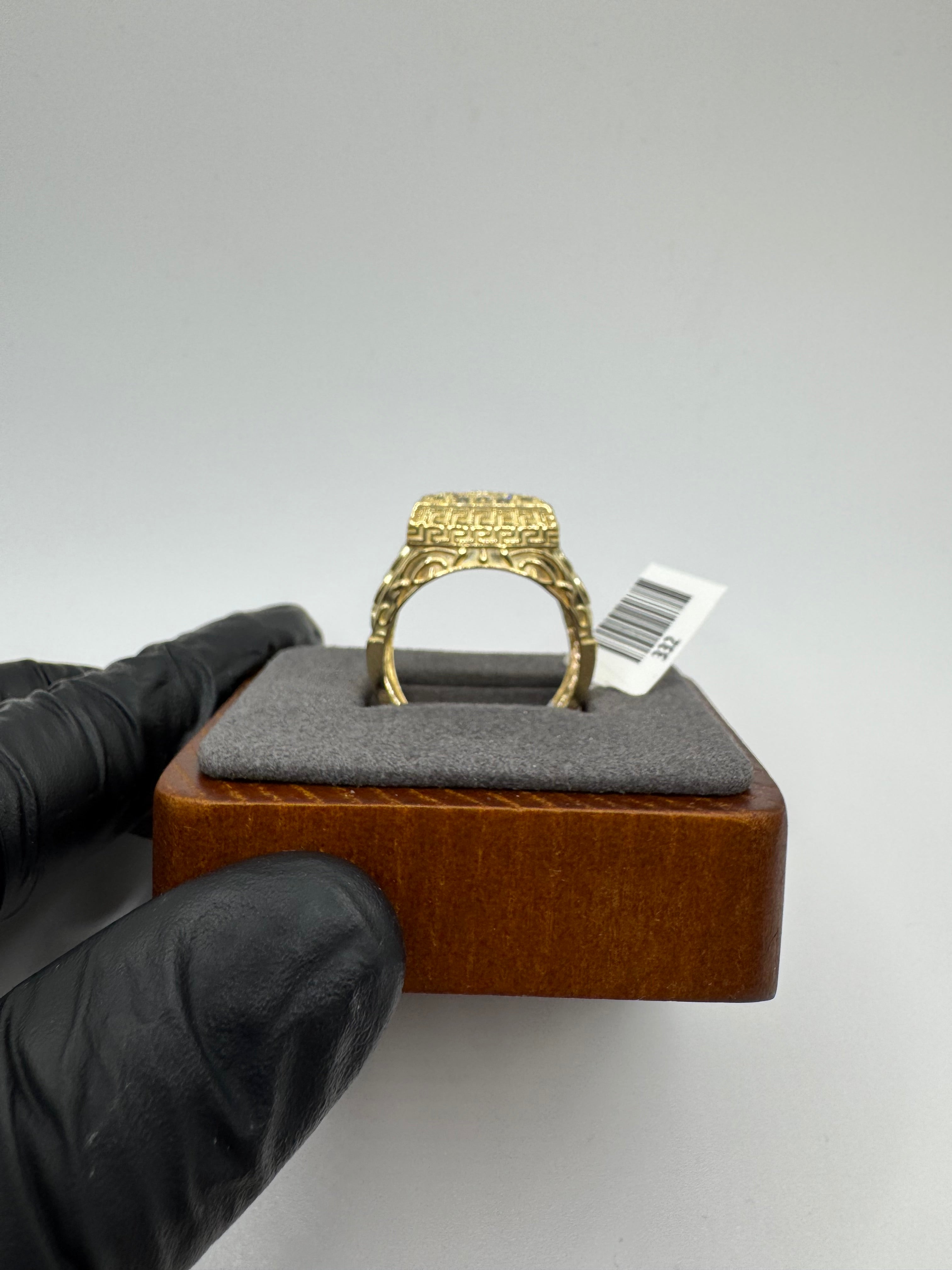 10K Square With CZ Stones Men’s Ring