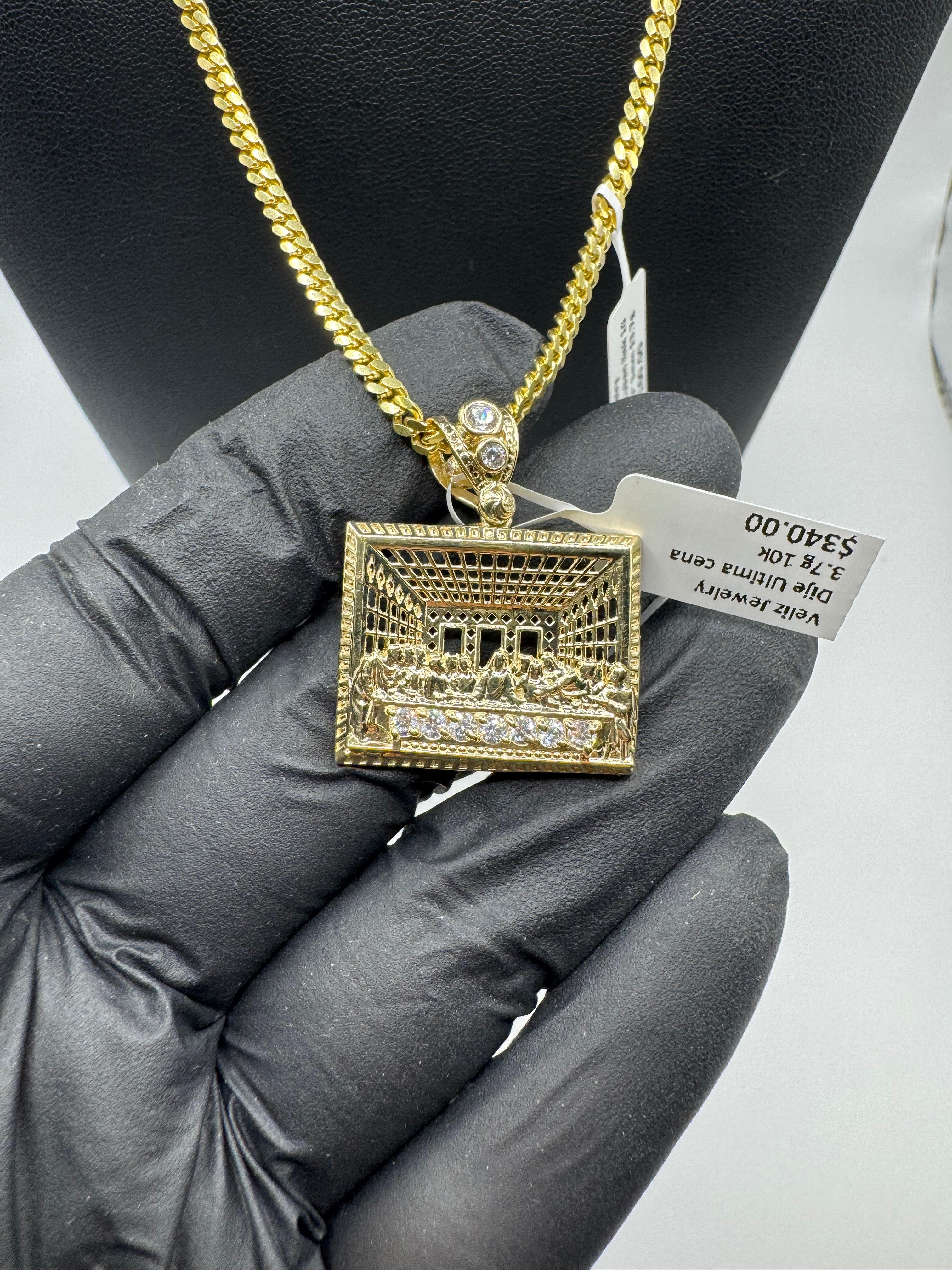 10K Gold Miami Cuban Link Chain With Last Supper pendant