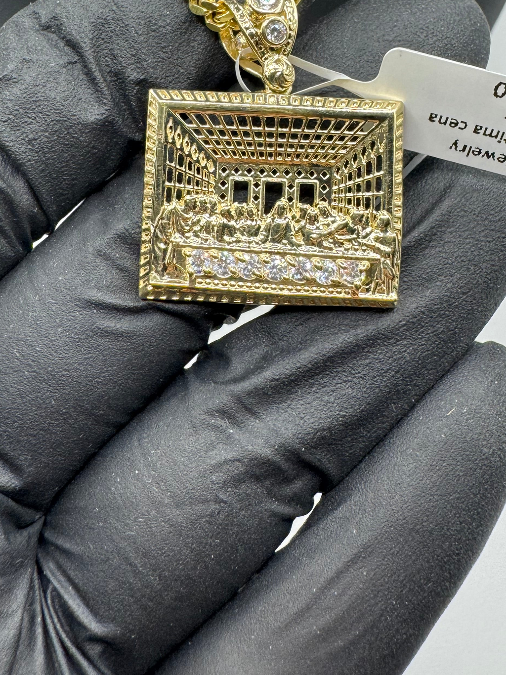 10K Gold Rope Chain with Last Supper Pendant