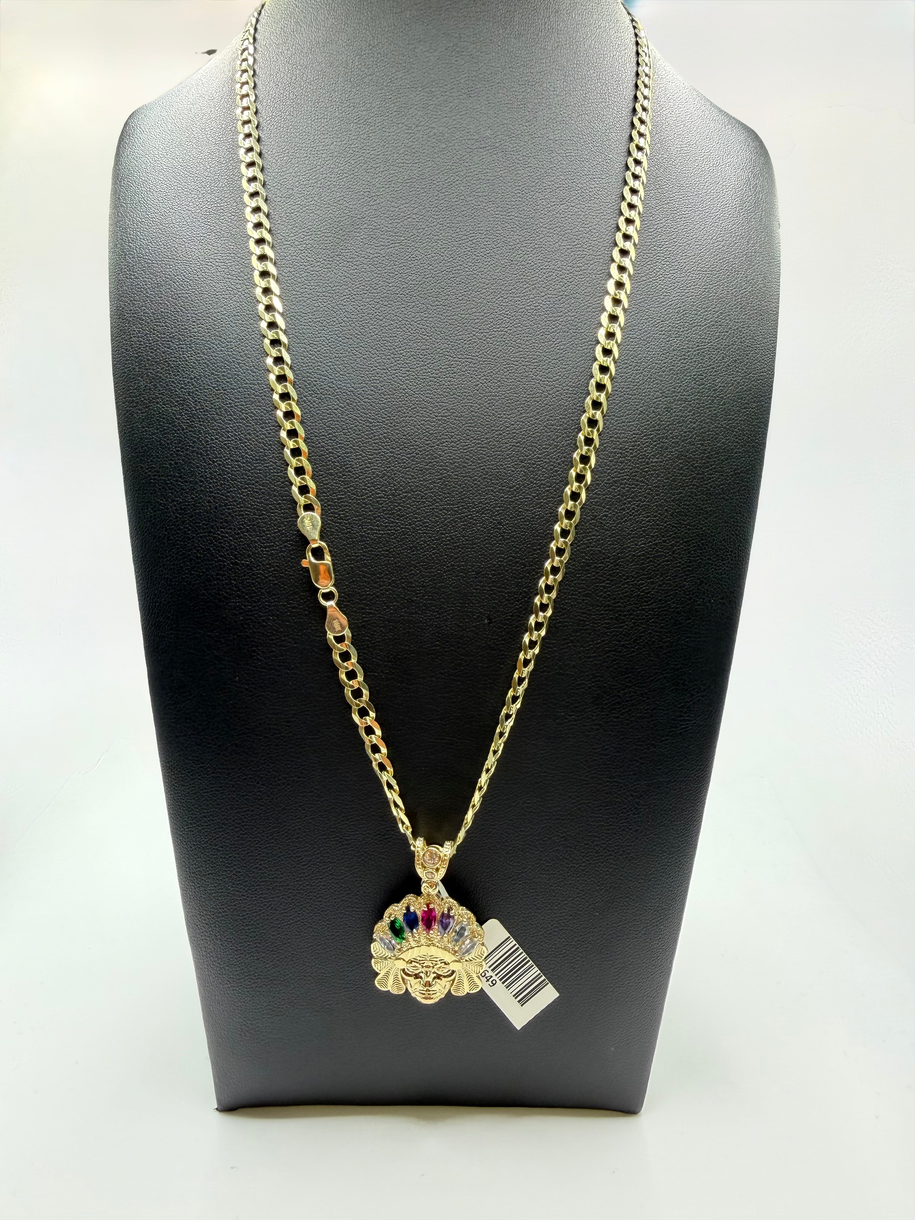 10K Gold Curve Chain with Pendant