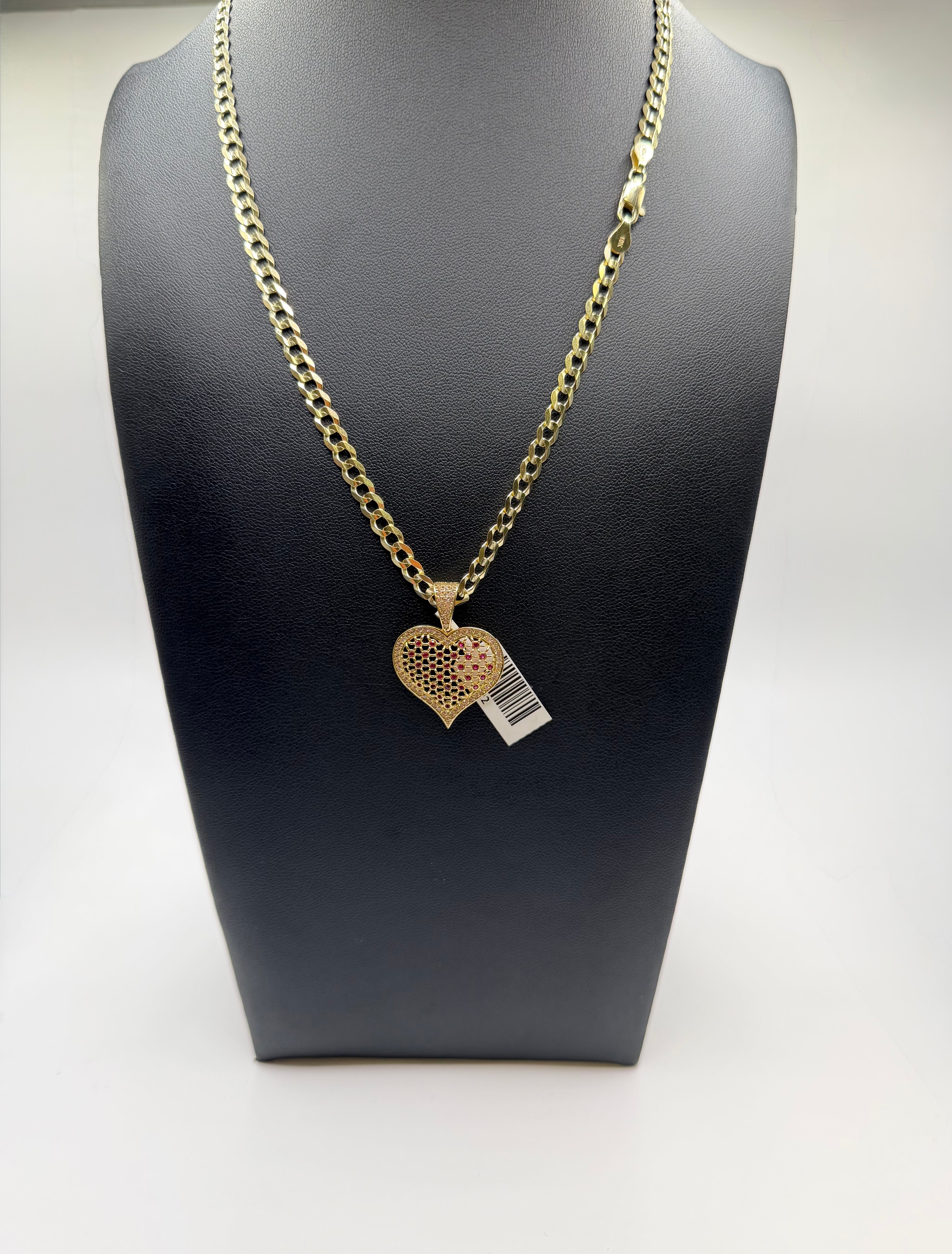 10K Gold Curve Chain with Pendant