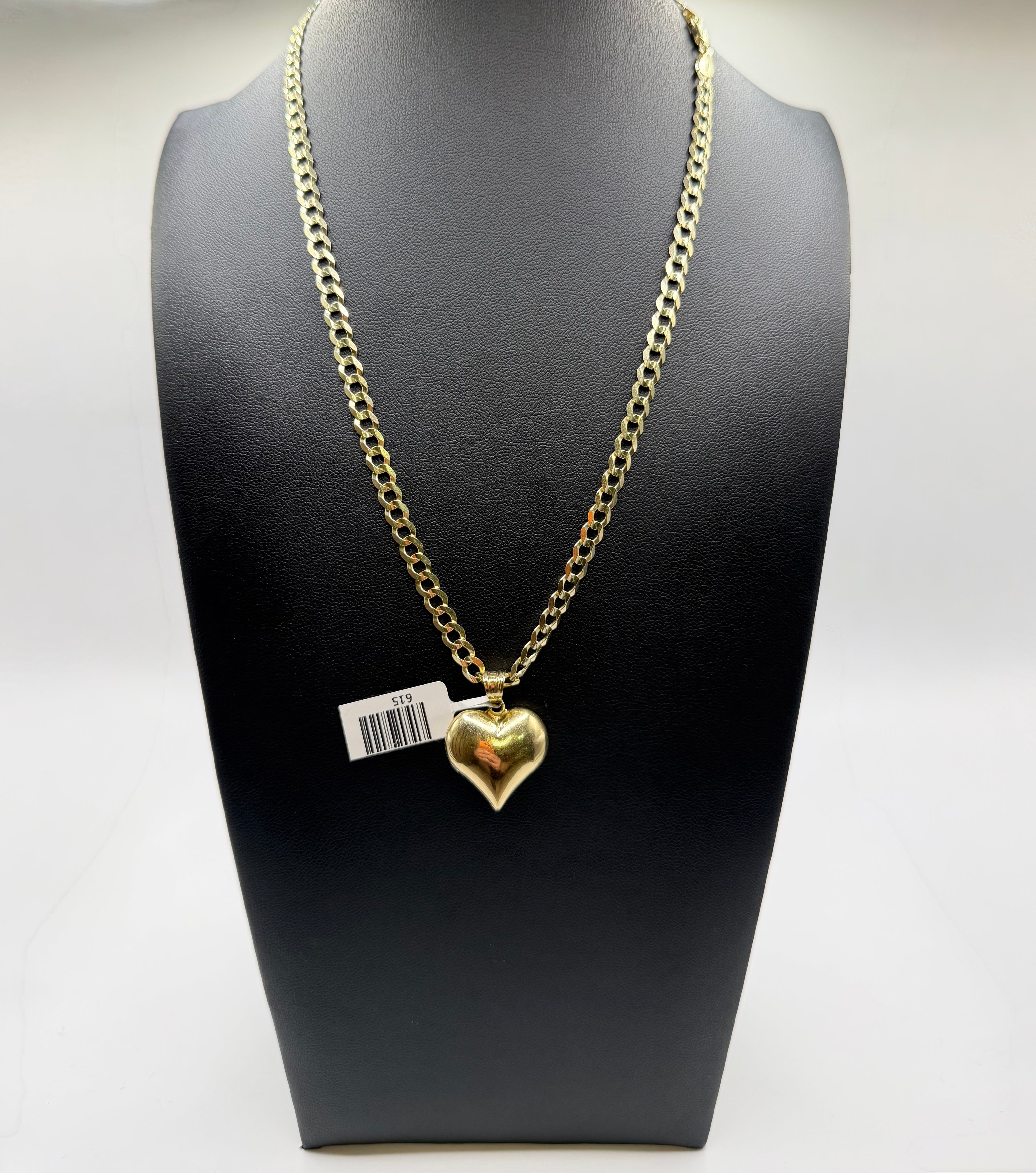 10K Gold Curve Chain with Pendant