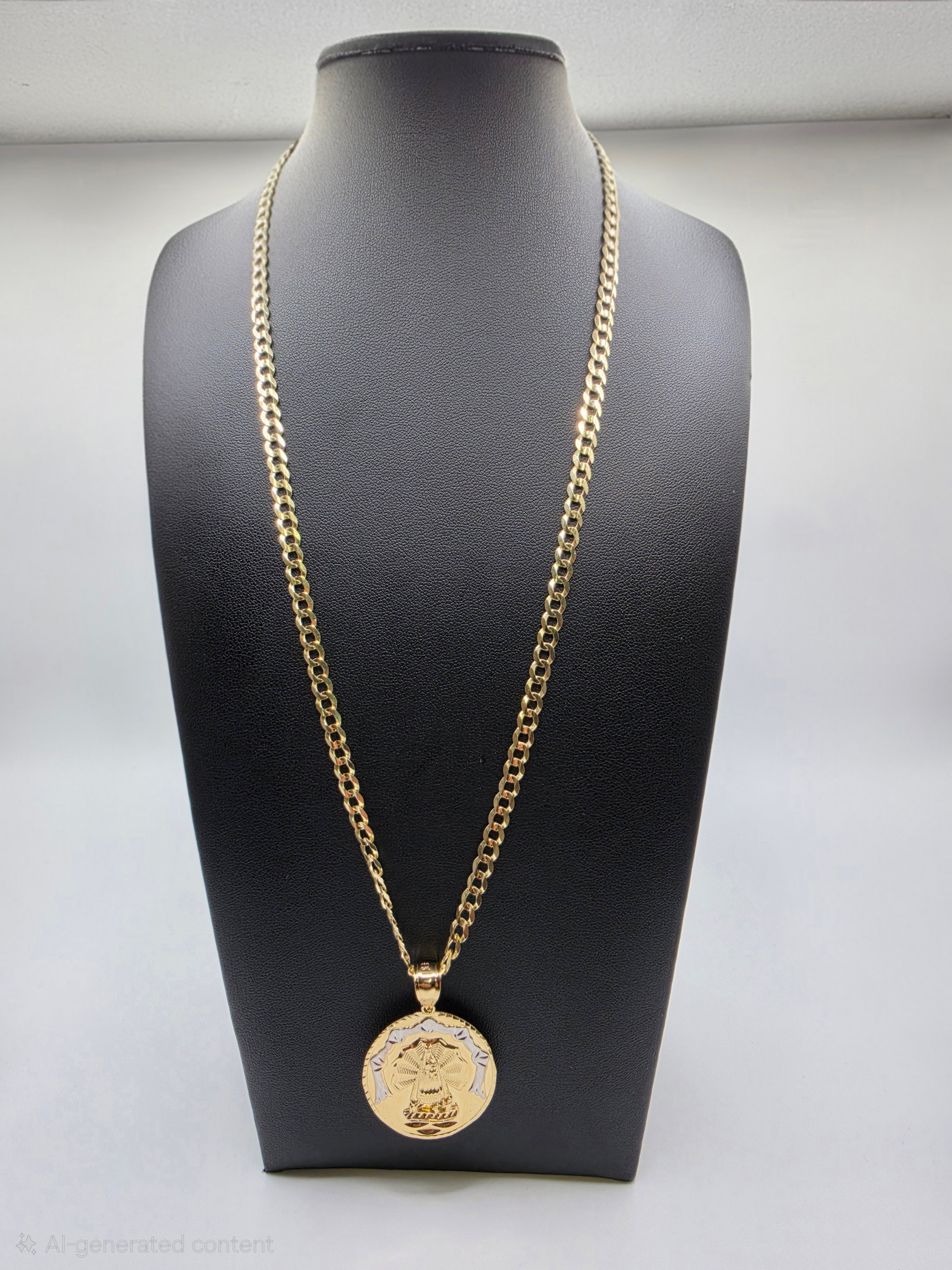 10K Gold Curve Chain with Pendant