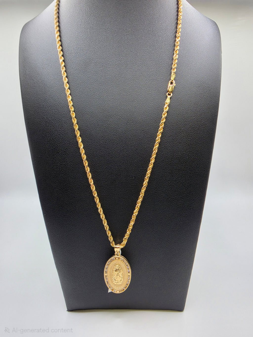 10K Gold Rope Chain with Pendant