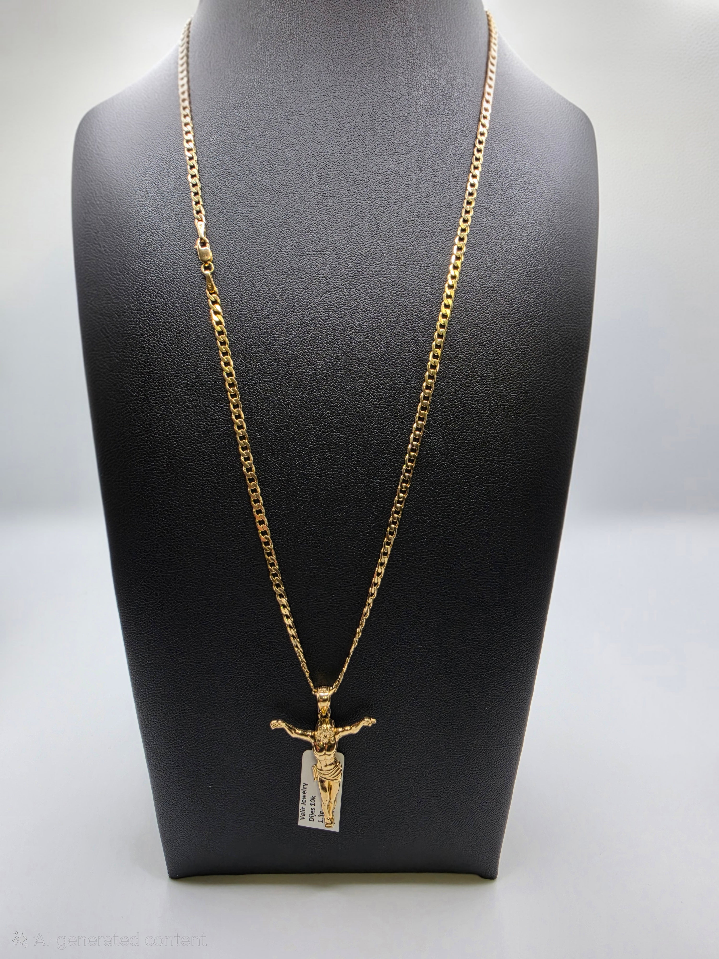 10K Gold Curve Chain with Pendant
