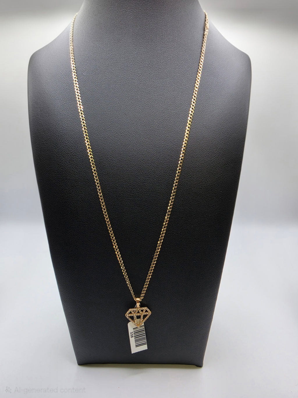 10K Gold Curve Chain with Pendant