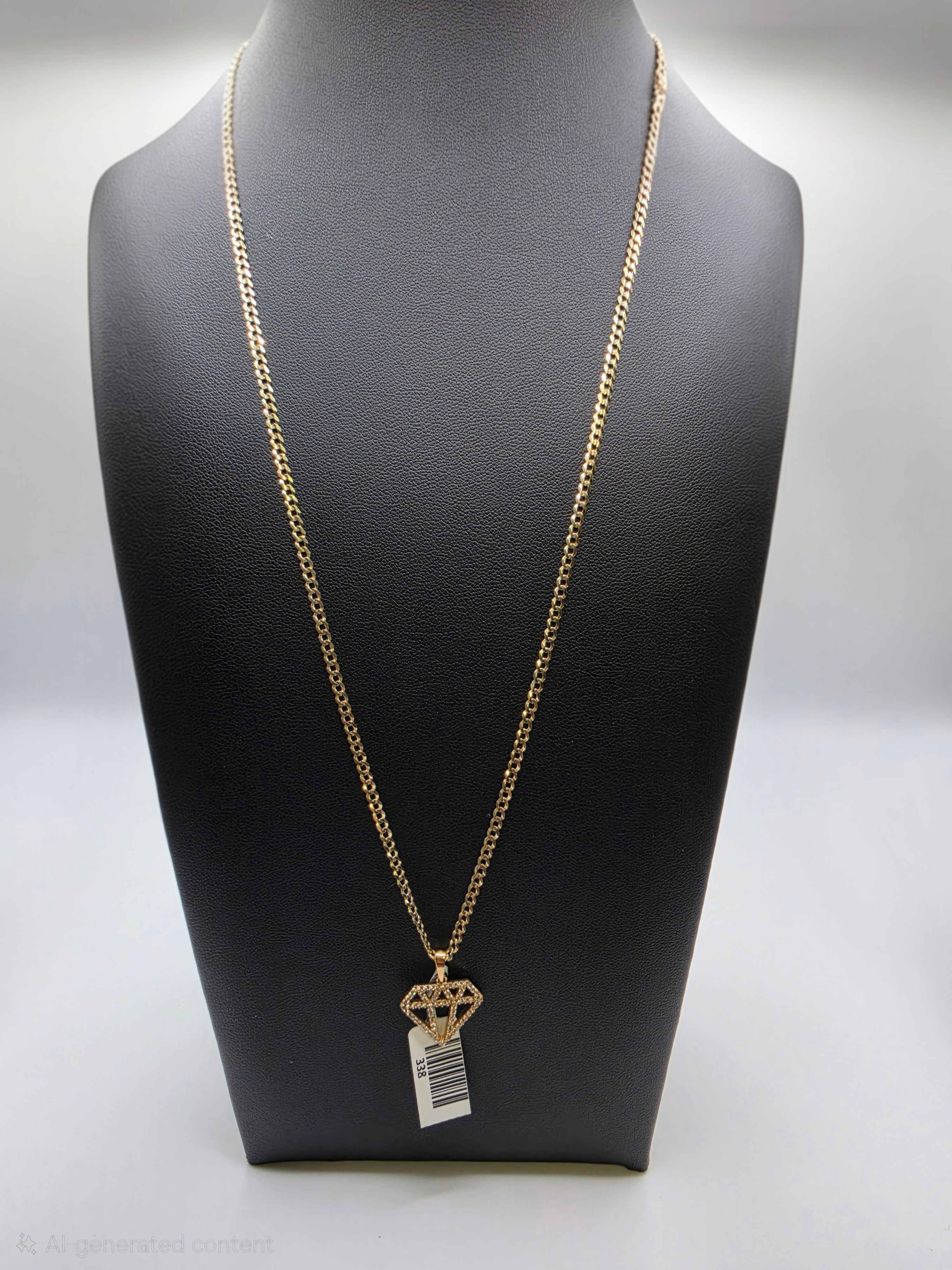 10K Gold Curve Chain with Pendant