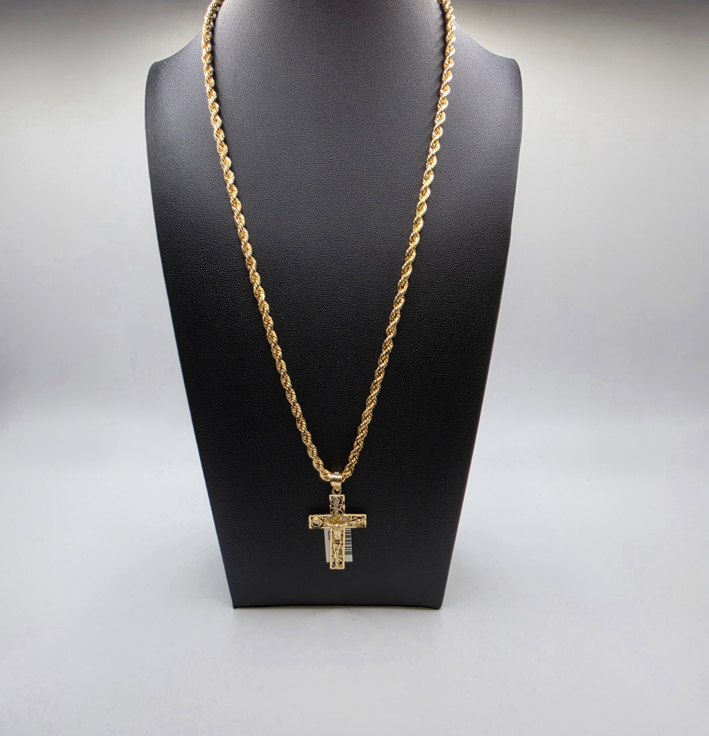 10K Gold Rope Chain with Pendant Semi Solid