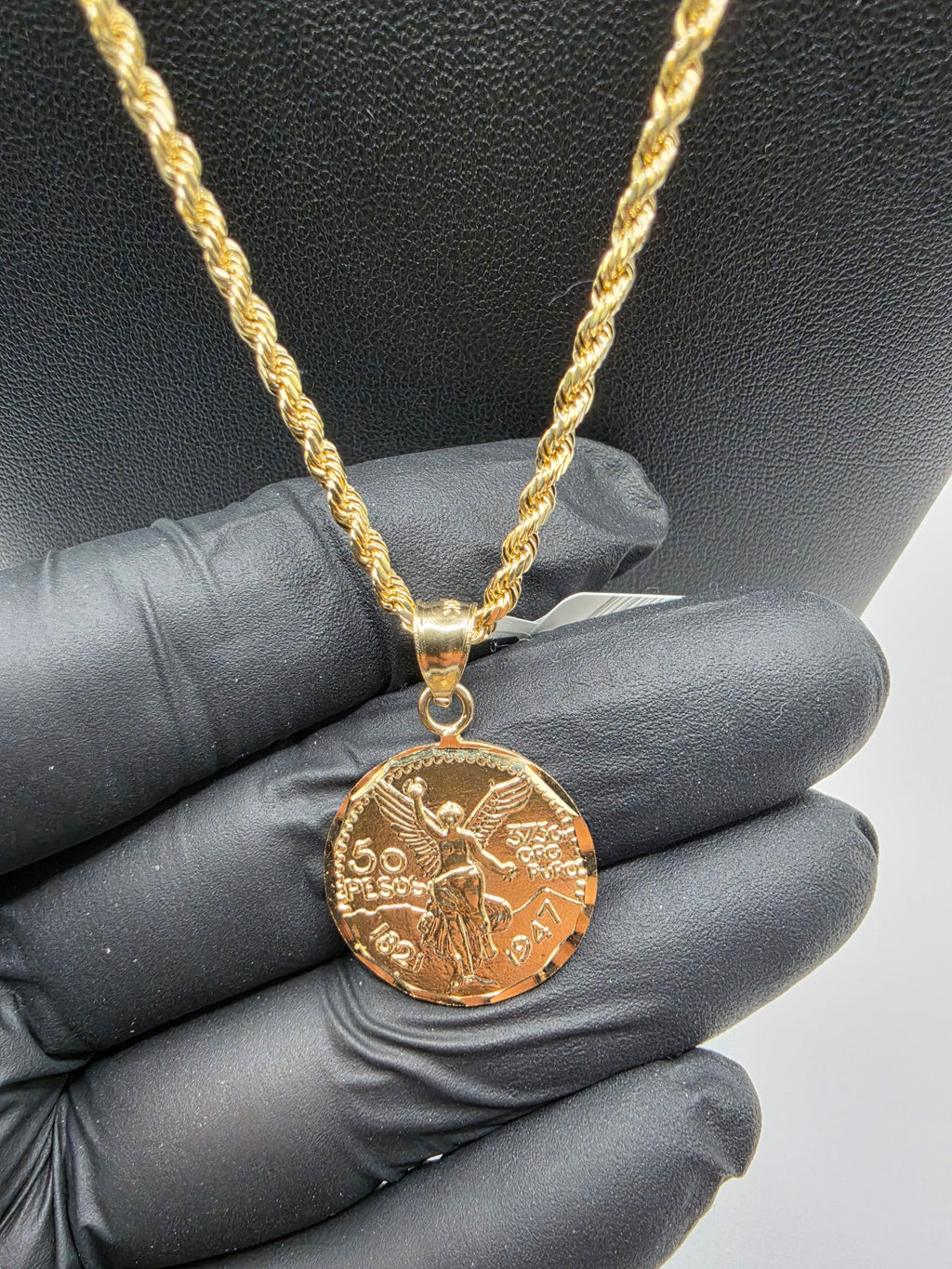 10K Gold Rope chain with Centenary Pendant