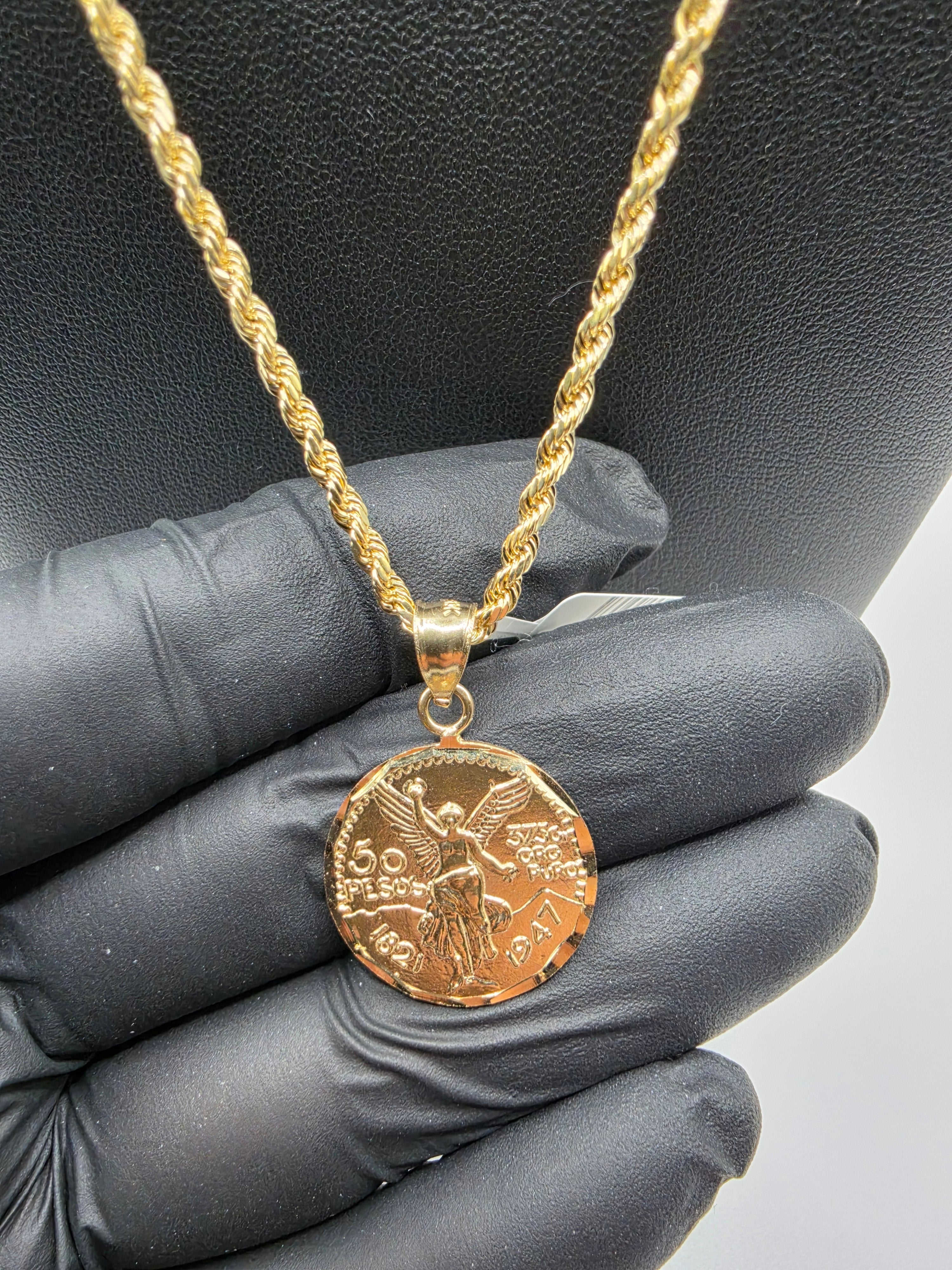 10K Gold Rope chain with Centenary Pendant