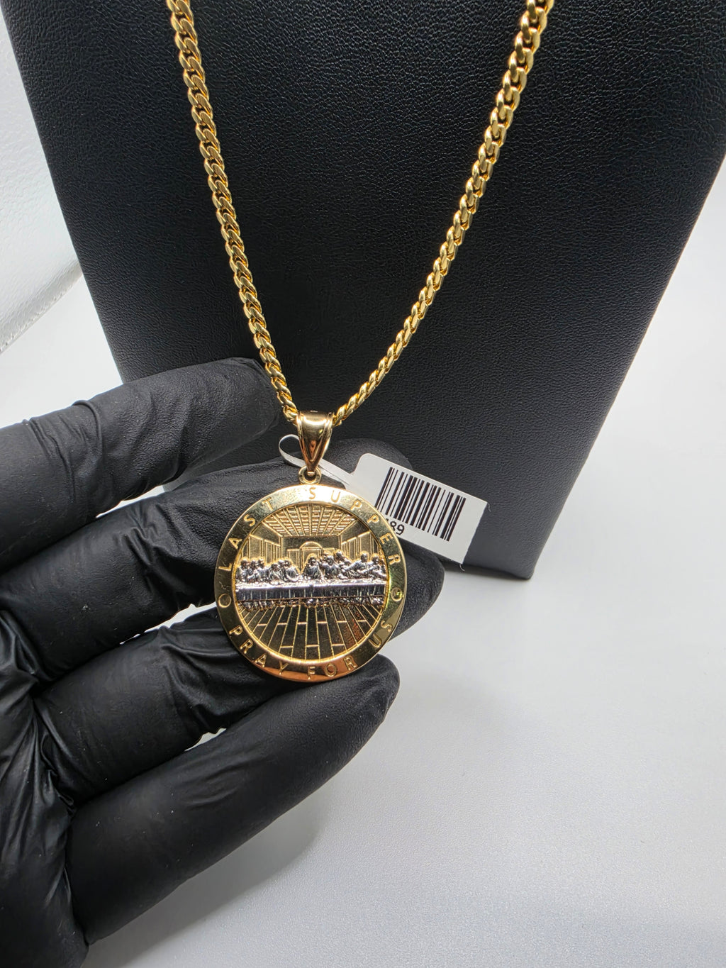 10K Miami Cuban With Last Supper Pendant