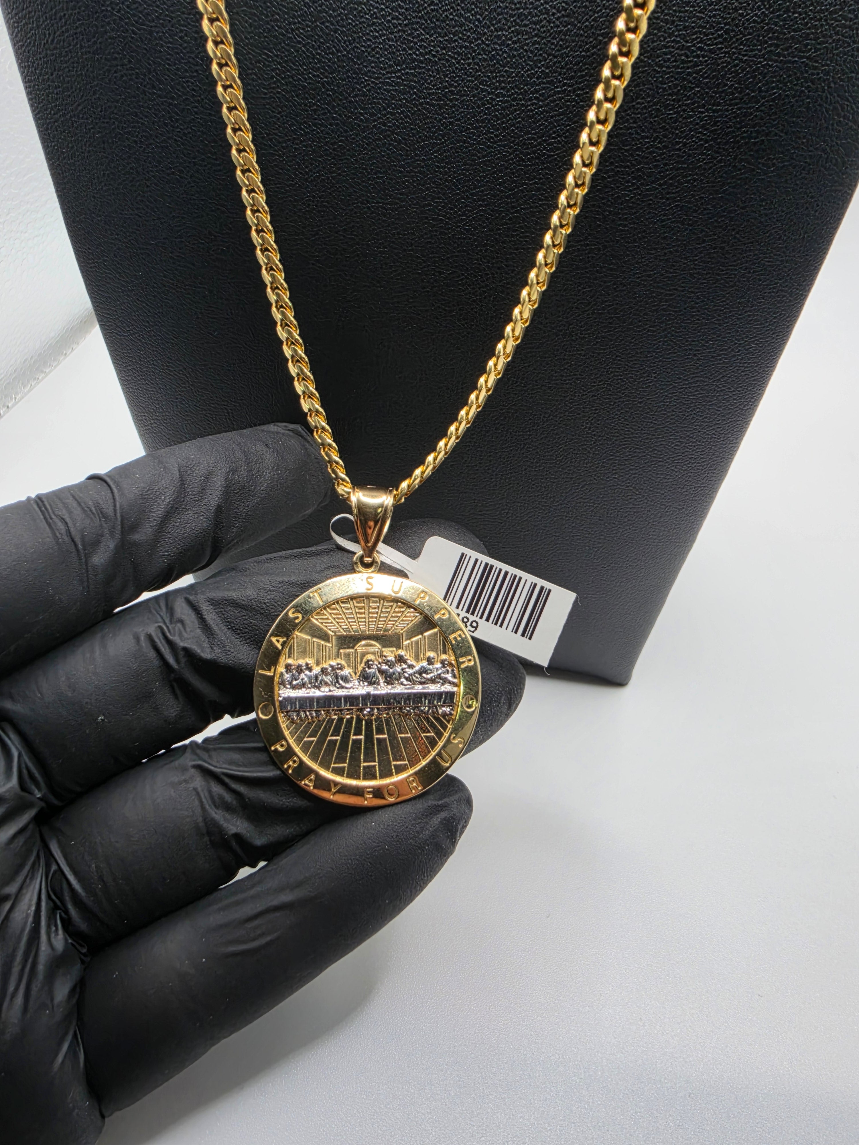 10K Miami Cuban With Last Supper Pendant