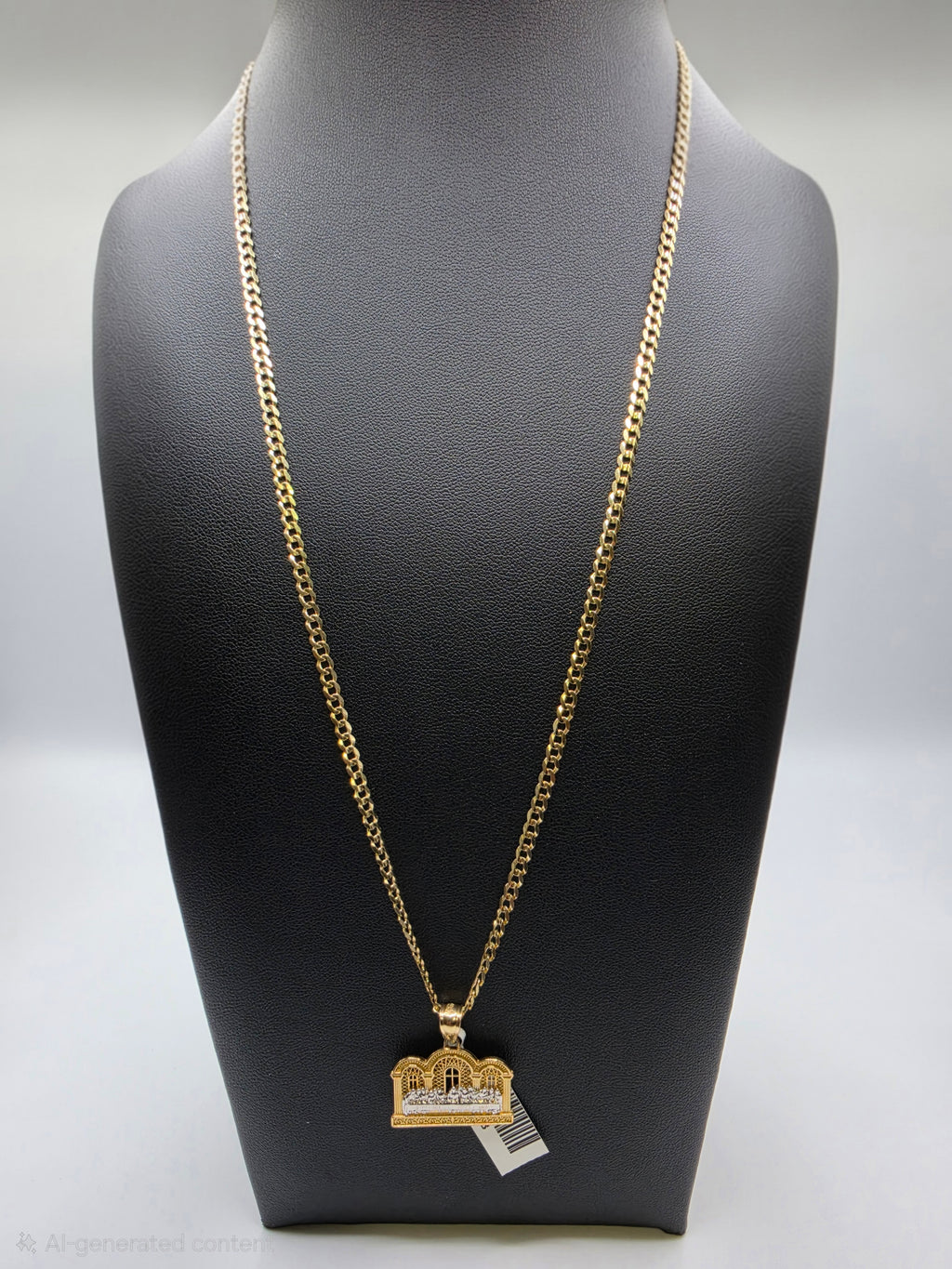 10K Gold Curve Chain with Pendant