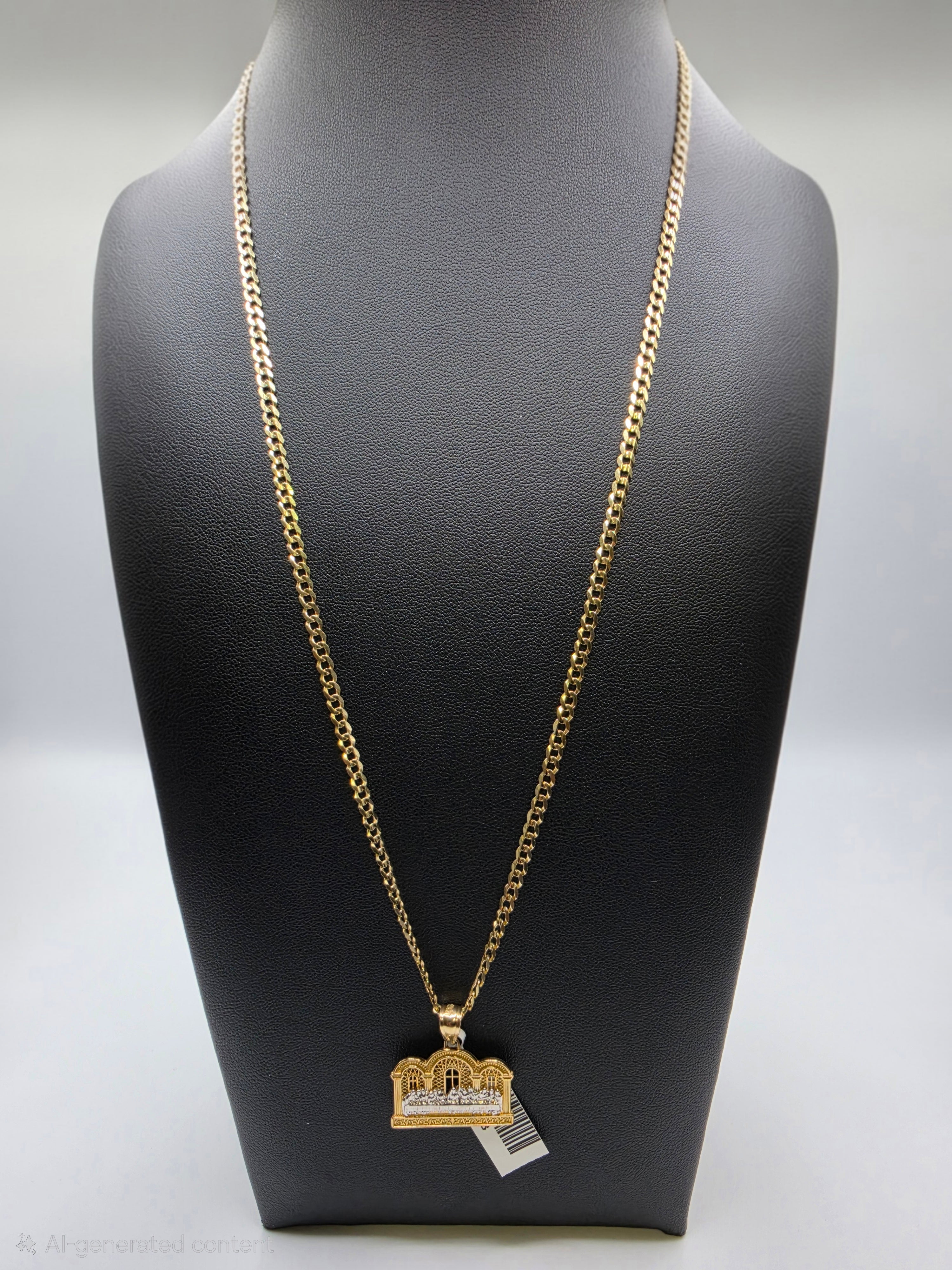 10K Gold Curve Chain with Pendant