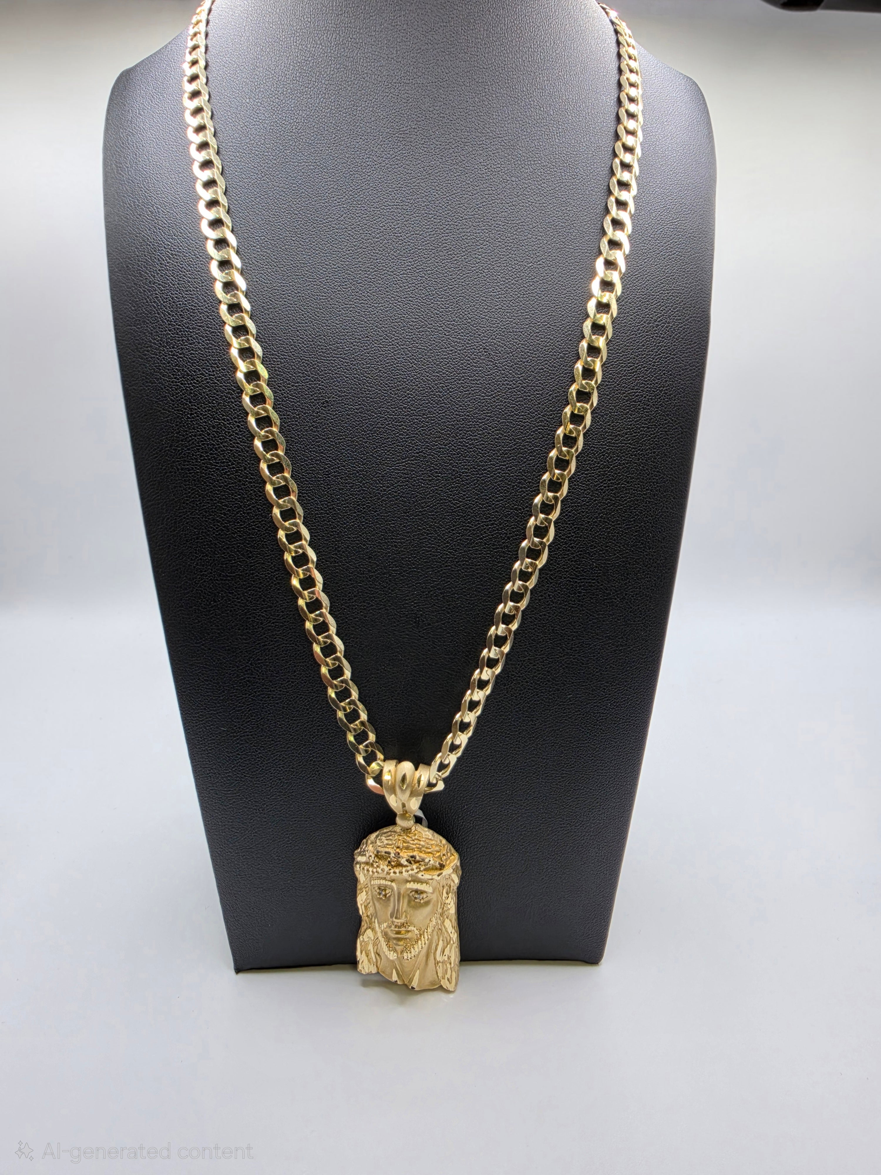 10K Gold Curve Chain with Pendant