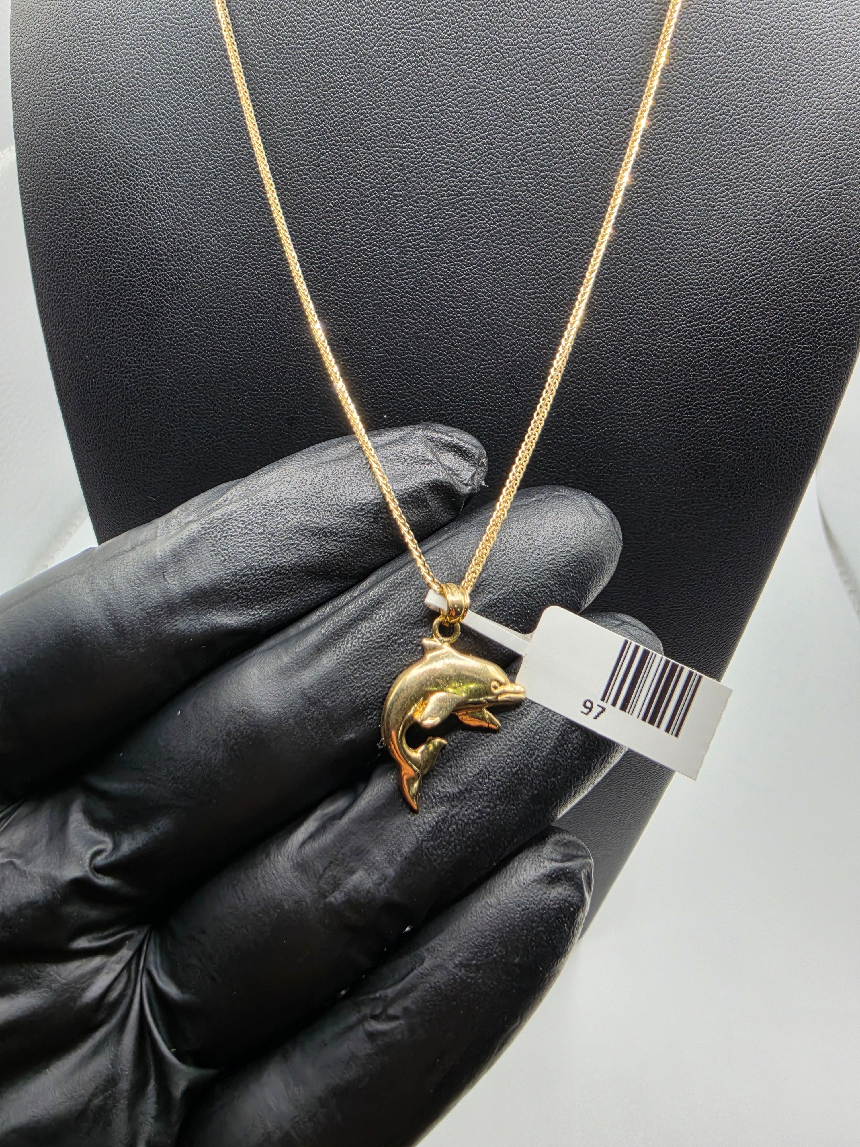 10K Wheat Franco with Dolphin Pendant