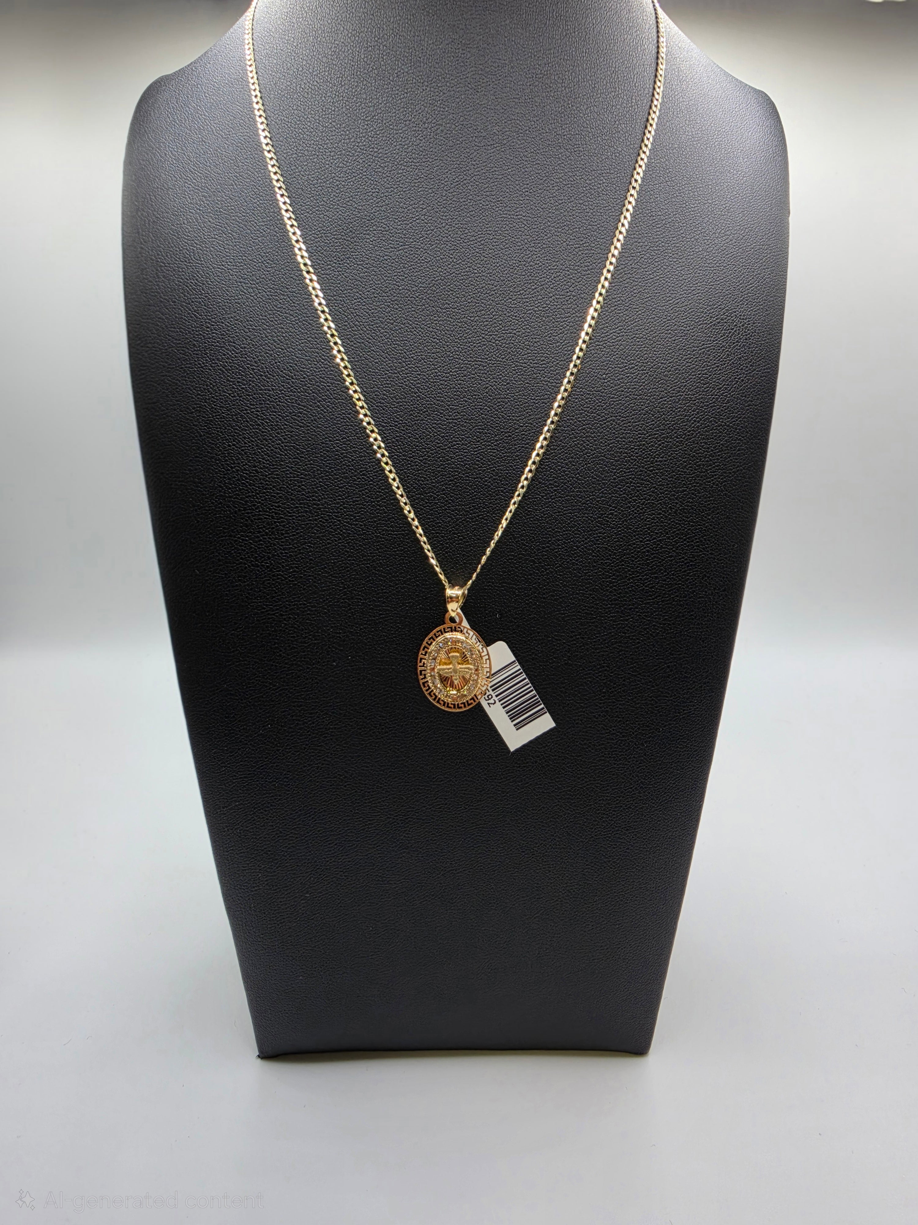 10K Gold Curve Chain with Pendant