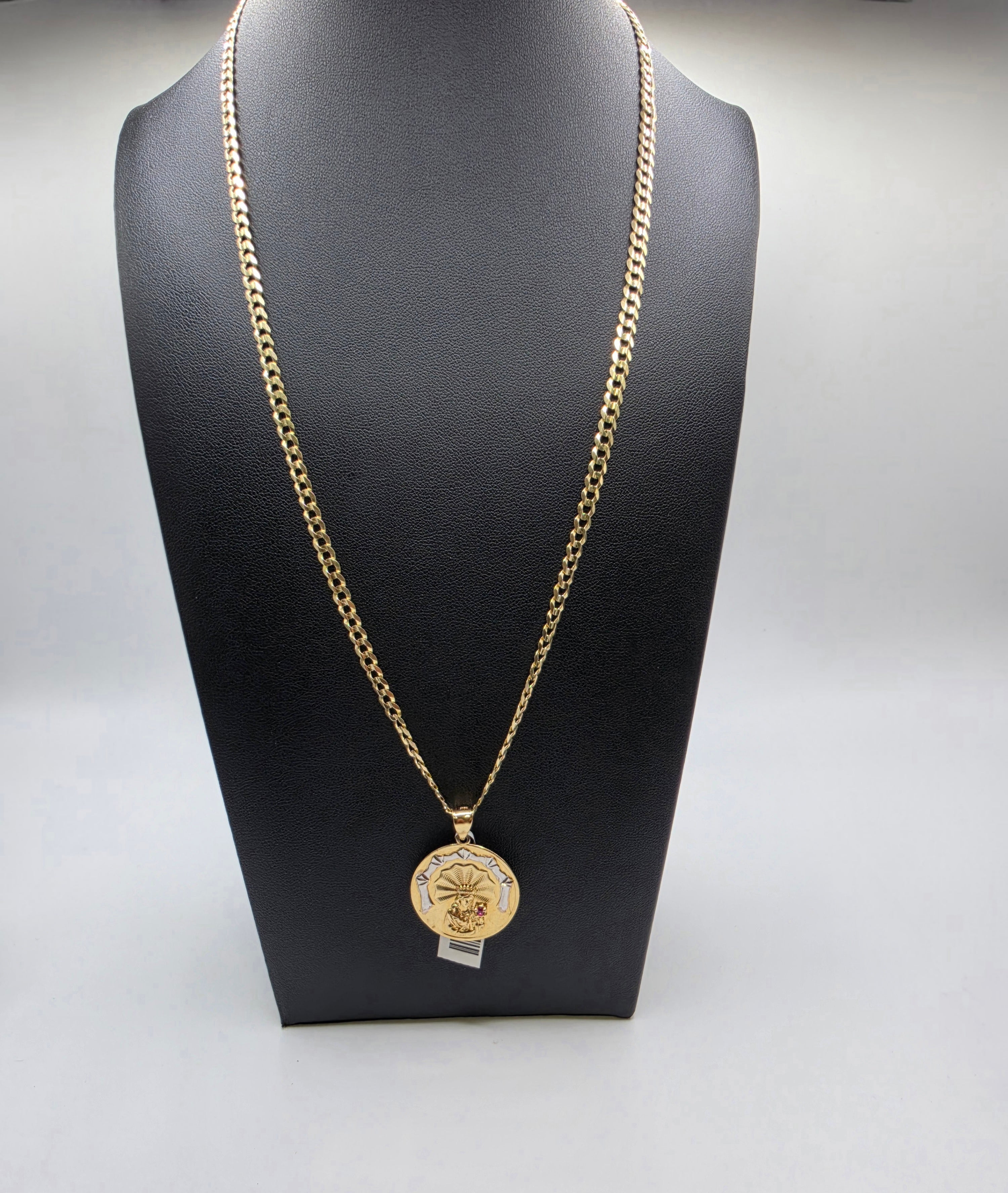10K Gold Curve Chain with Pendant