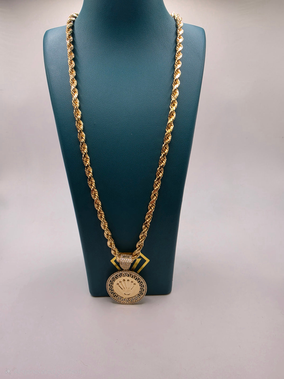 10K Rope Chain Semi Solid with Pendant