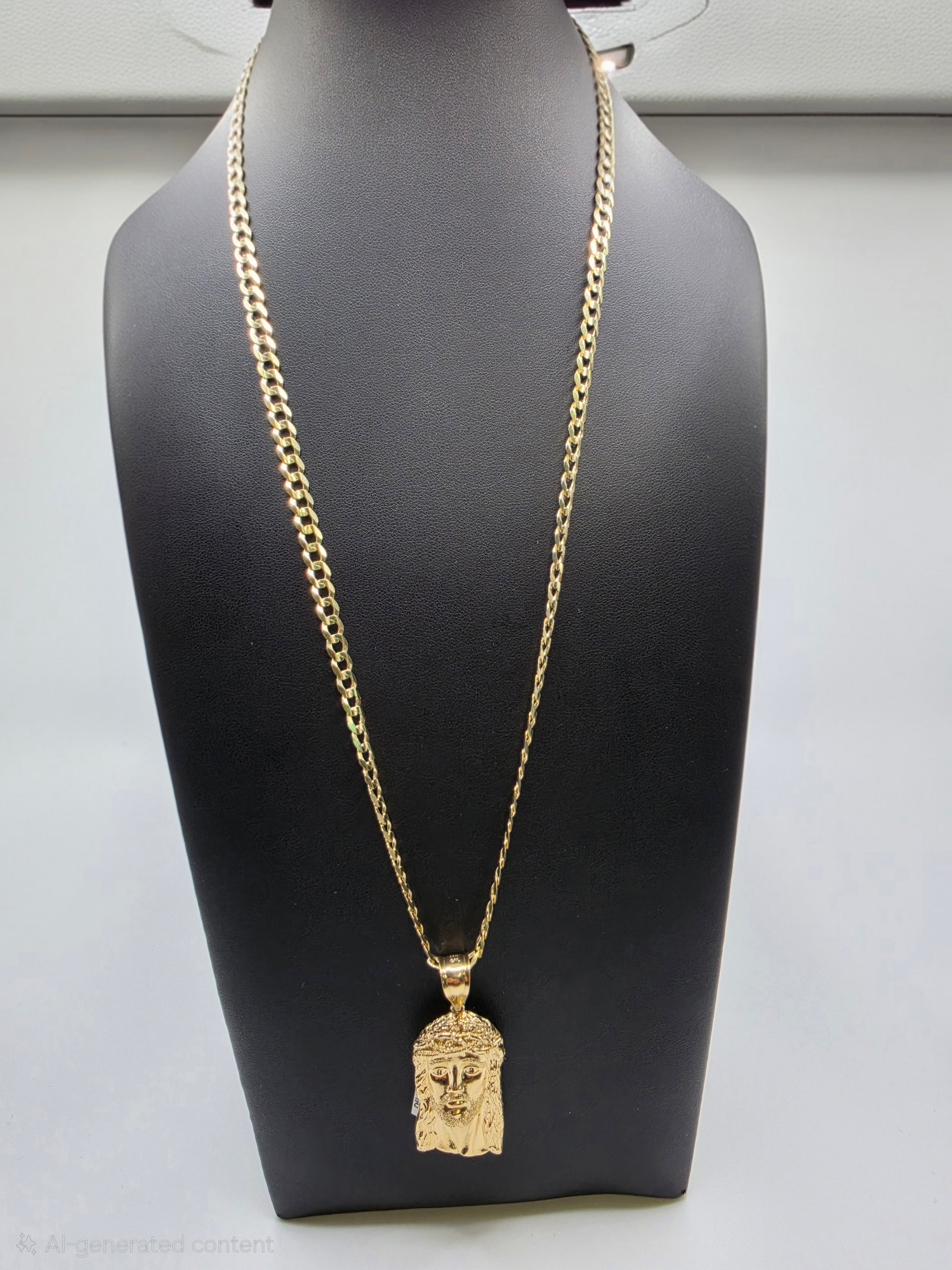 10K Gold Curve Chain with Pendant