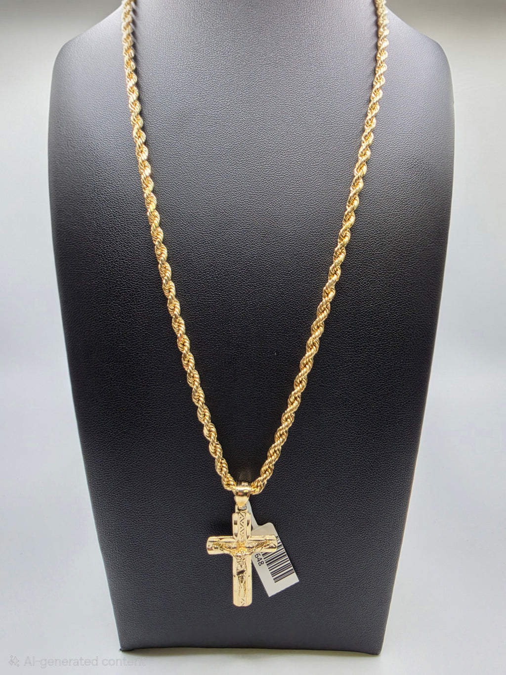 10K Gold Rope Chain with Pendant