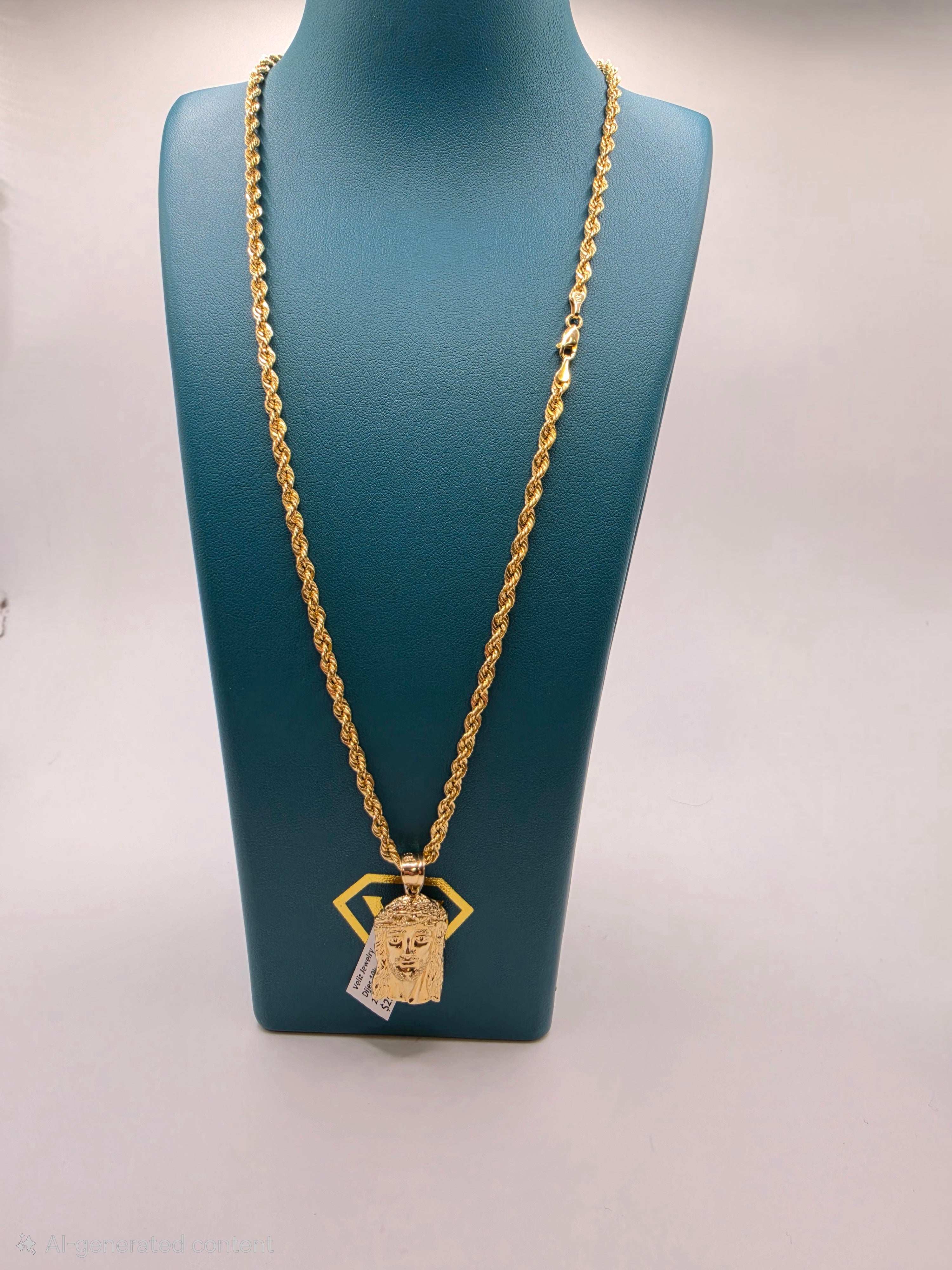 10K Rope Chain Semi Solid with Pendant