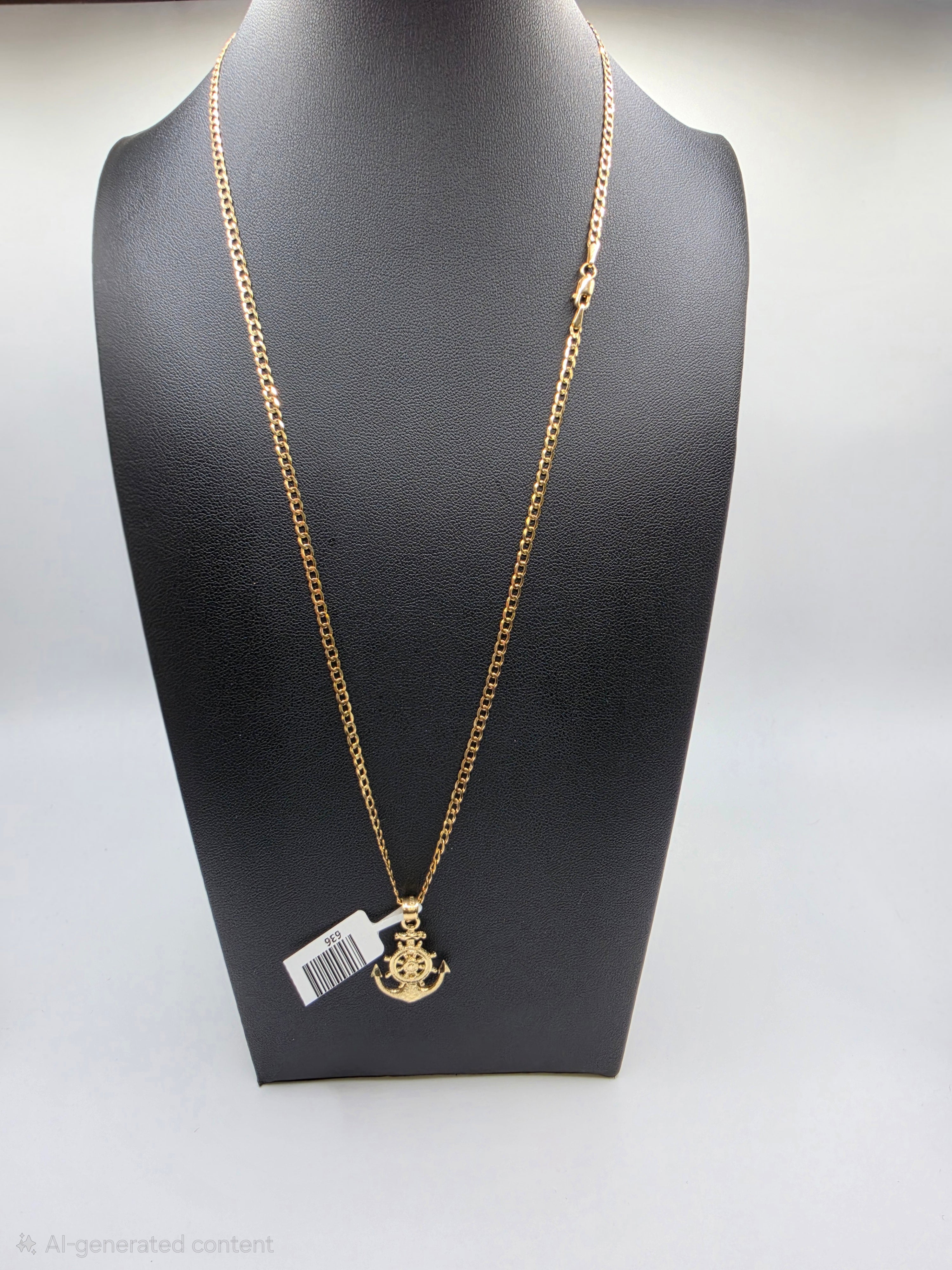 10K Gold Curve Chain with Pendant