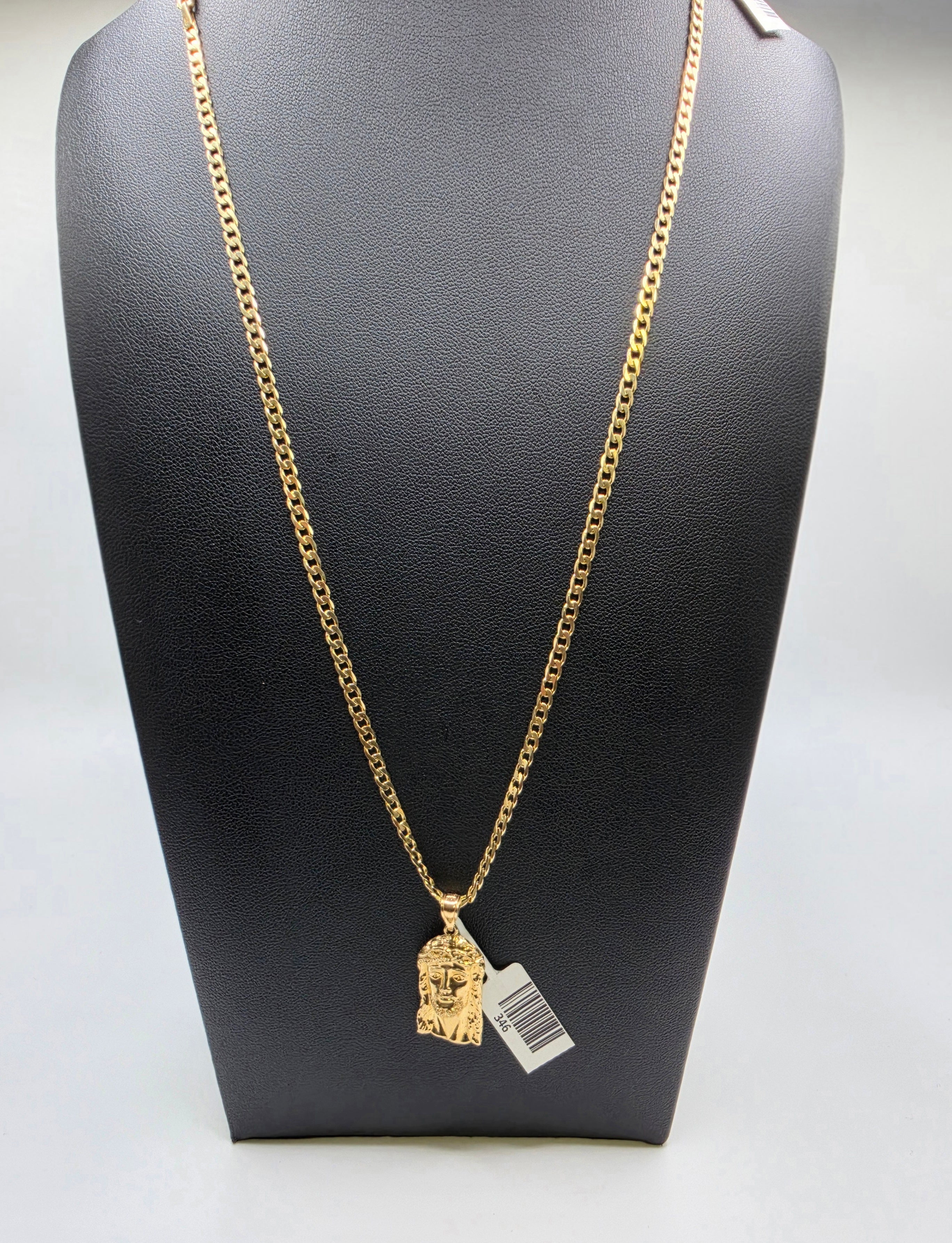 10K Gold Curve Chain with Pendant