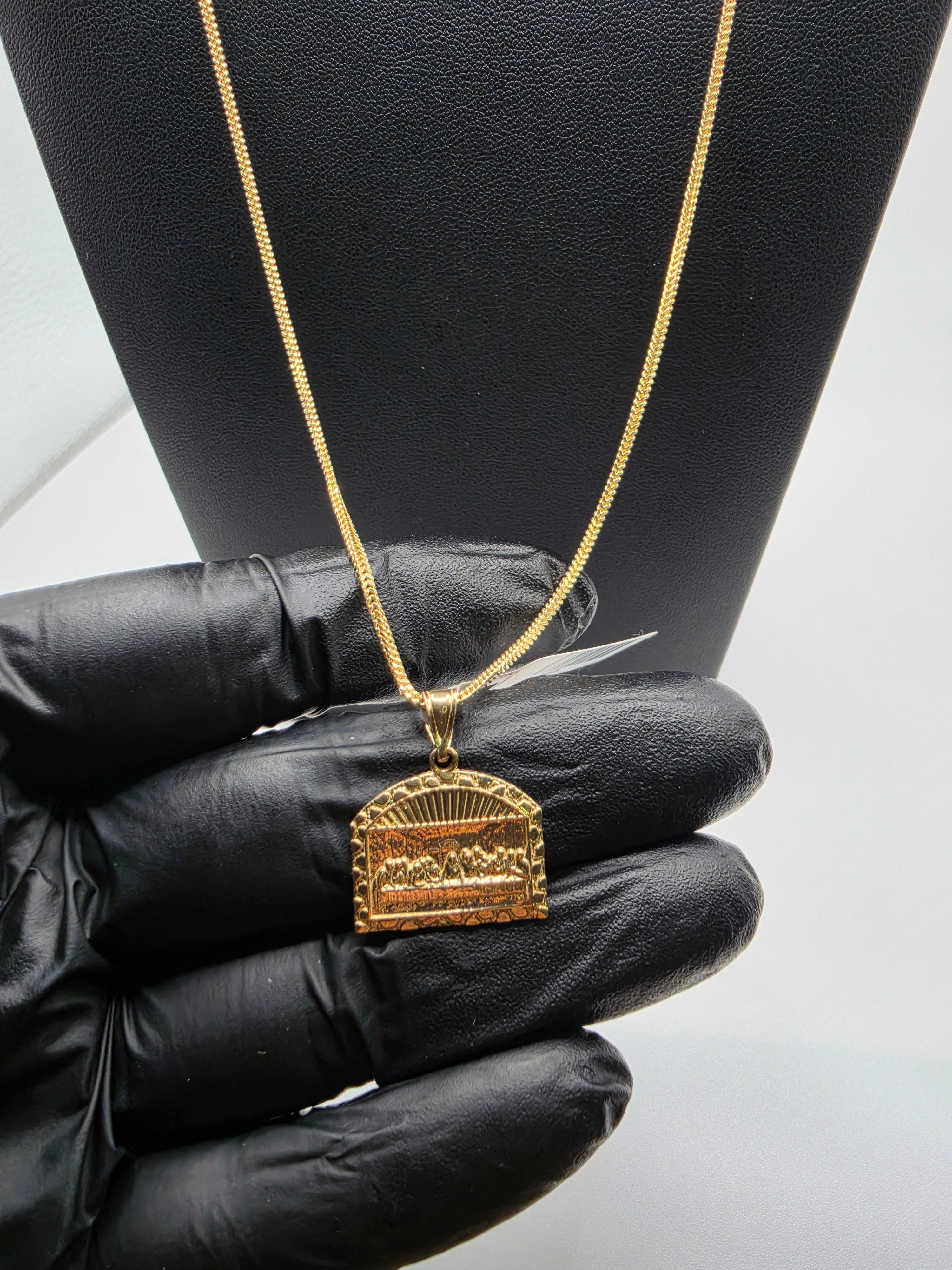 10K Franco Chain With Last Supper Pendant