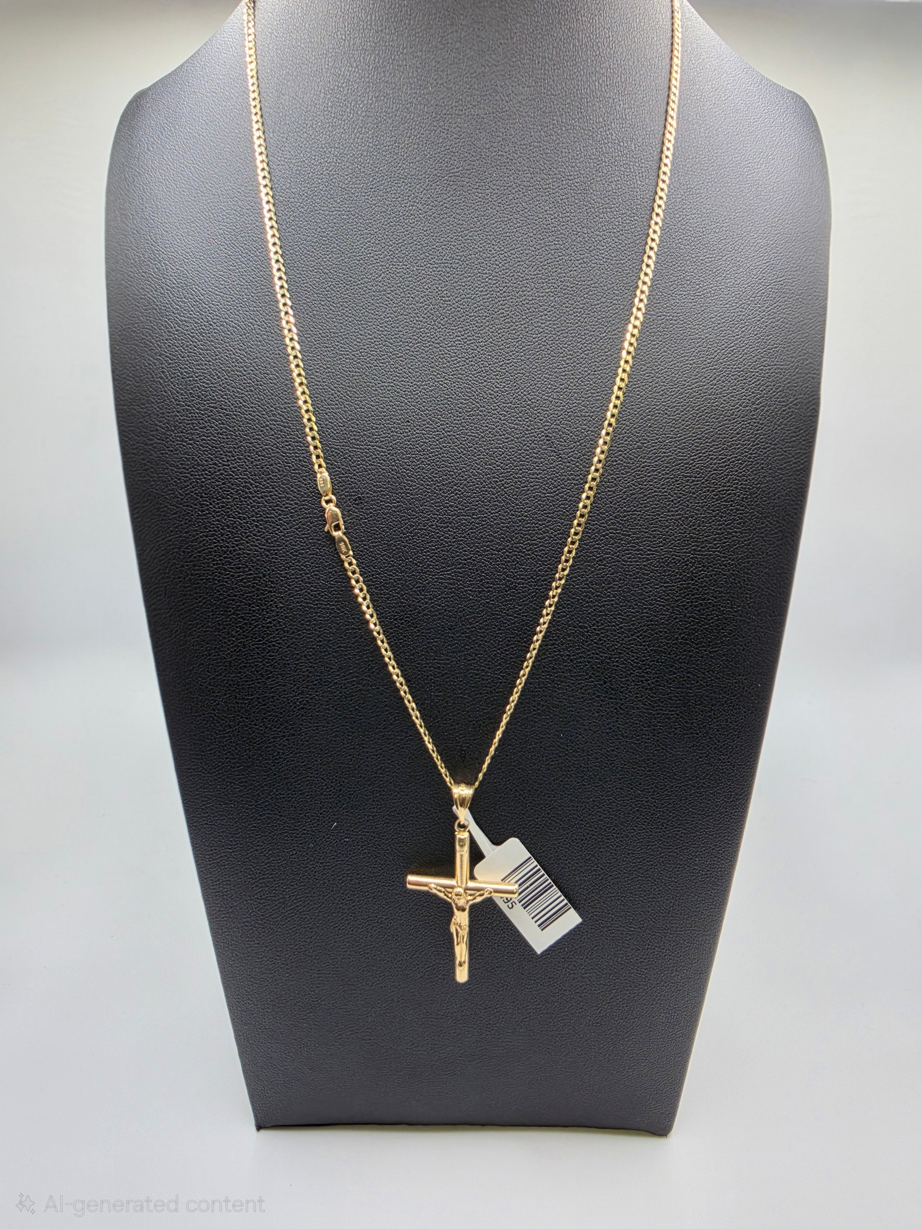 10K Gold Curve Chain with Pendant