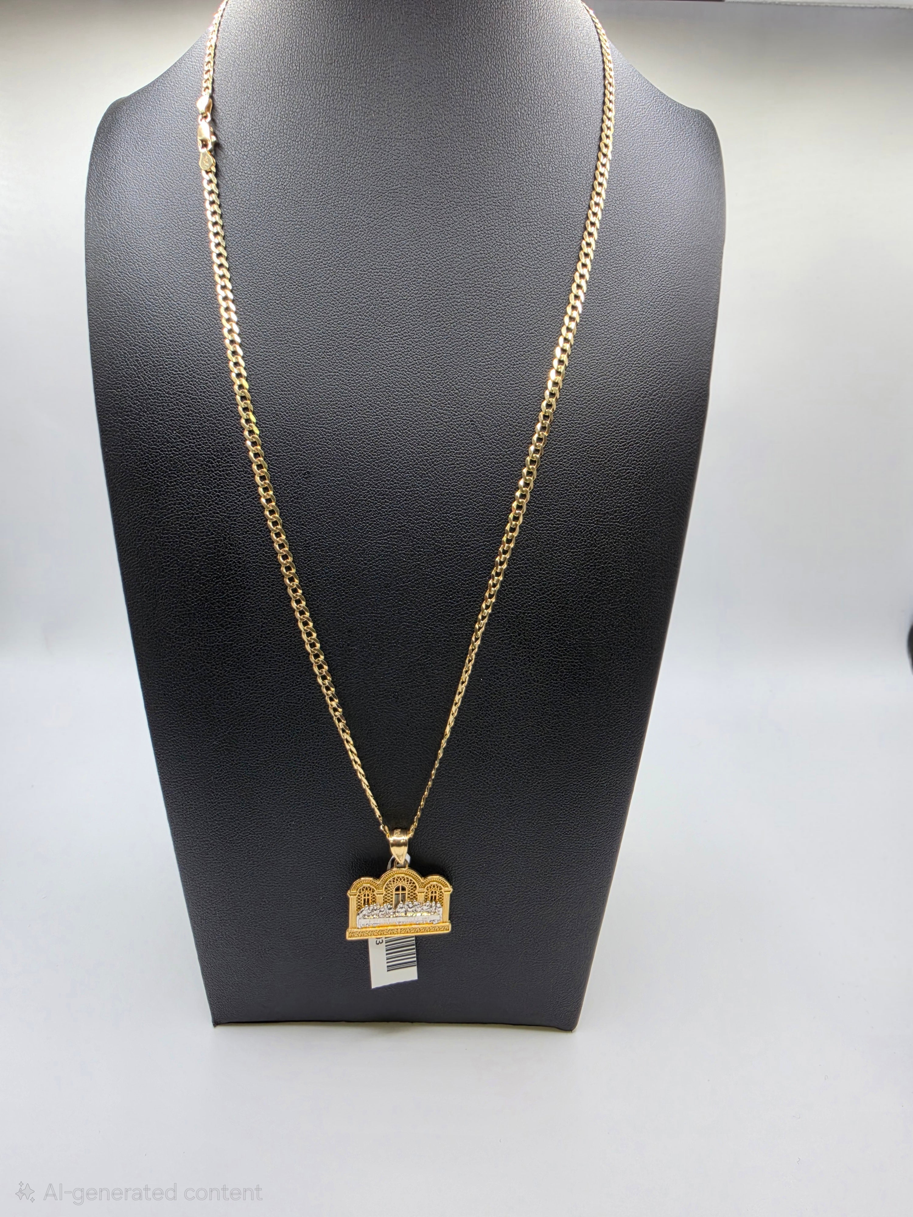 10K Gold Curve Chain with Pendant