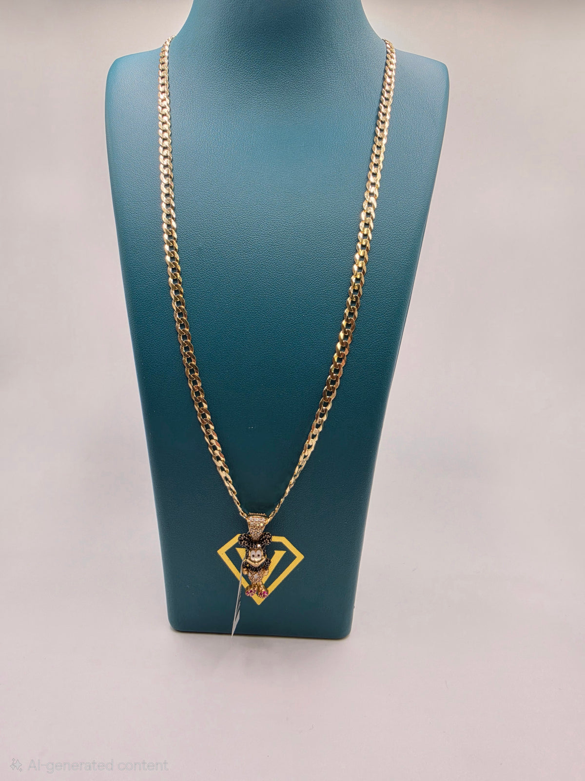 10K Gold Curve Chain Solid with Pendant