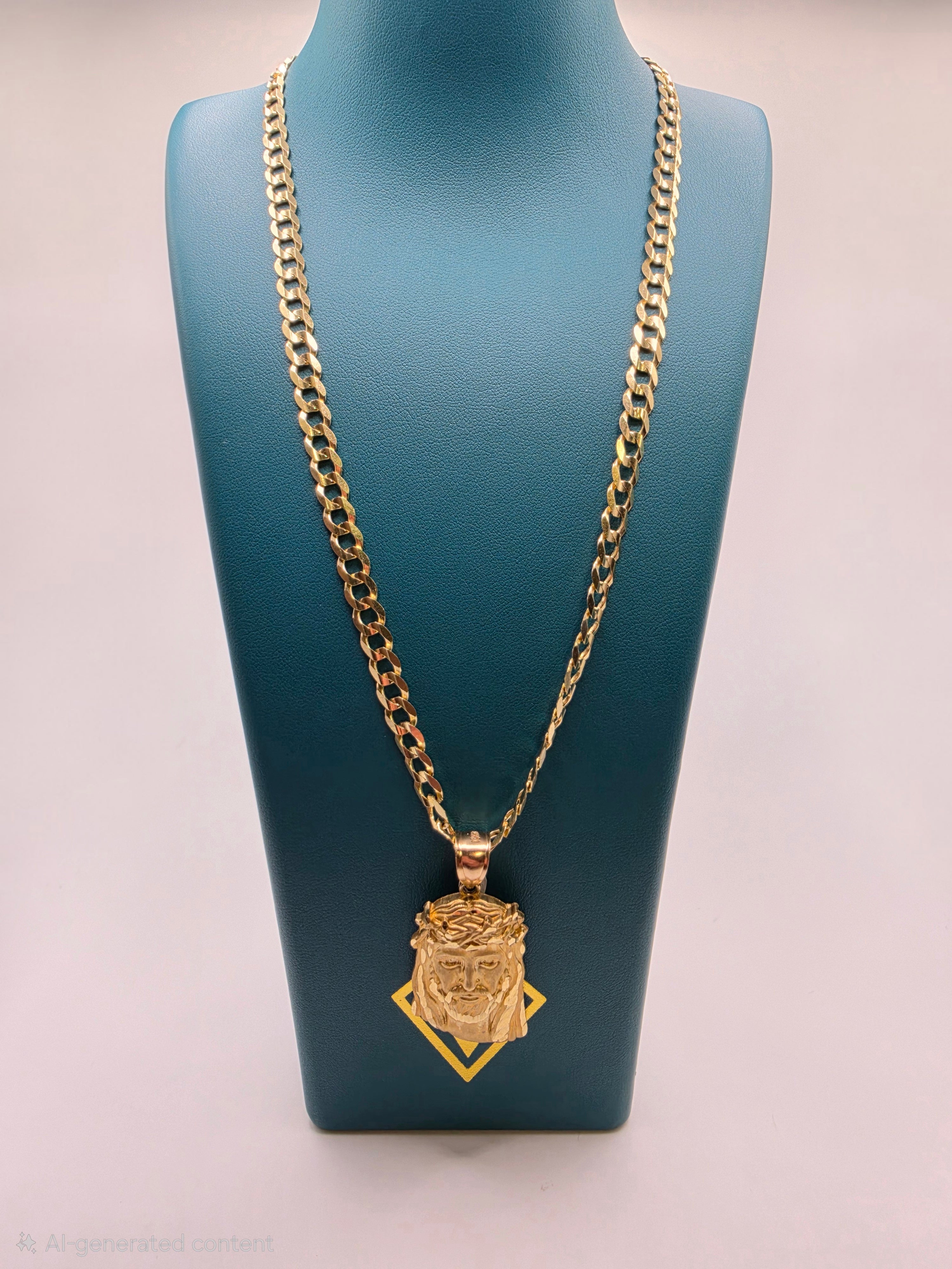 10K Gold Curve Chain with Pendant