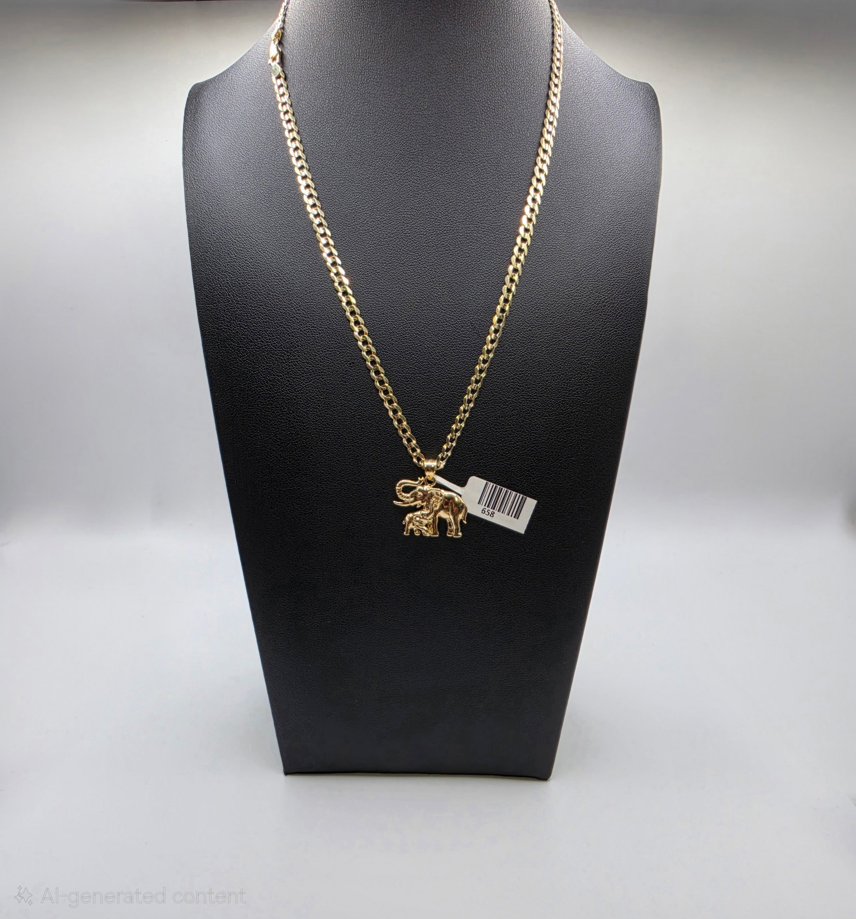 10K Gold Curve Chain with Pendant