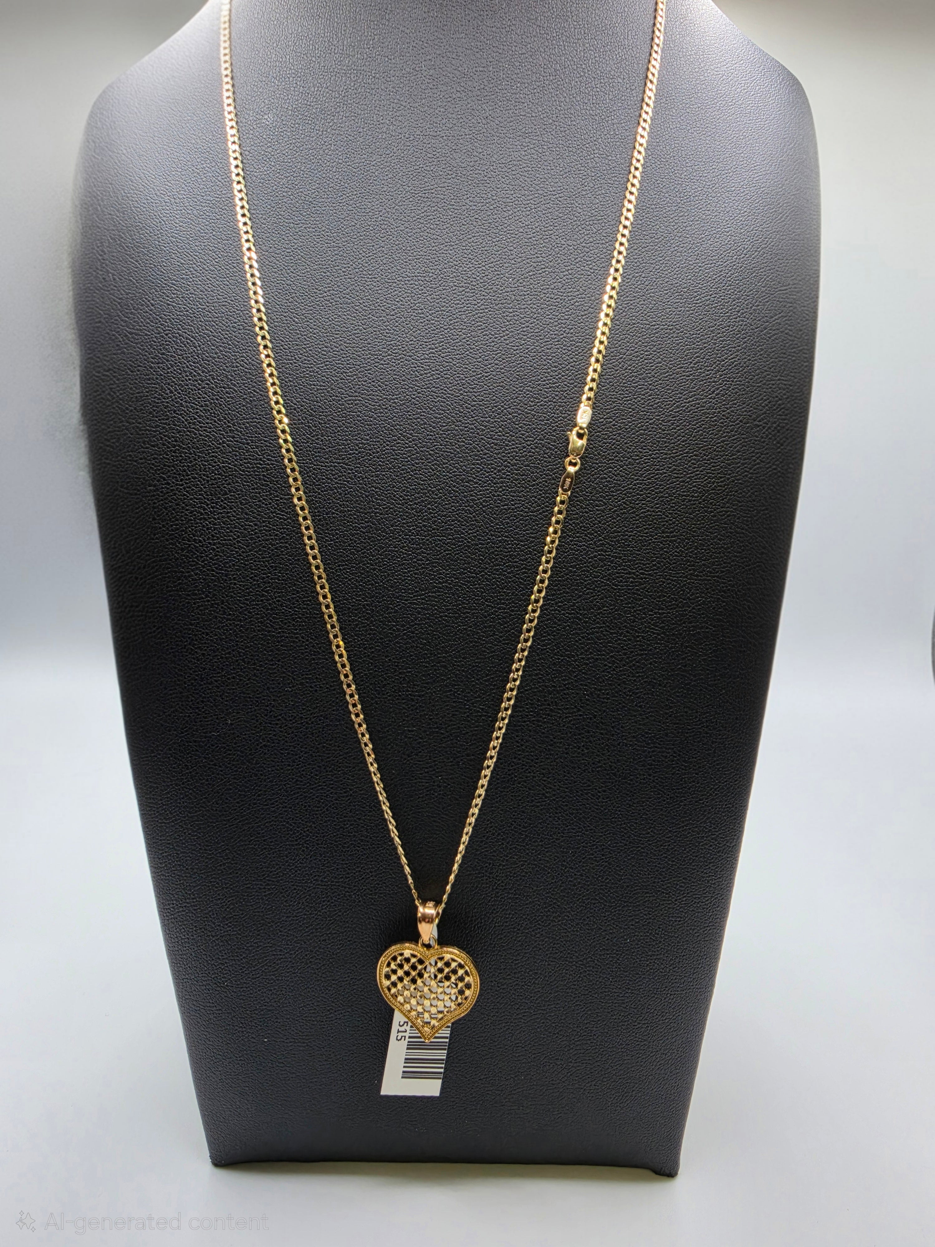 10K Gold Curve Chain with Pendant