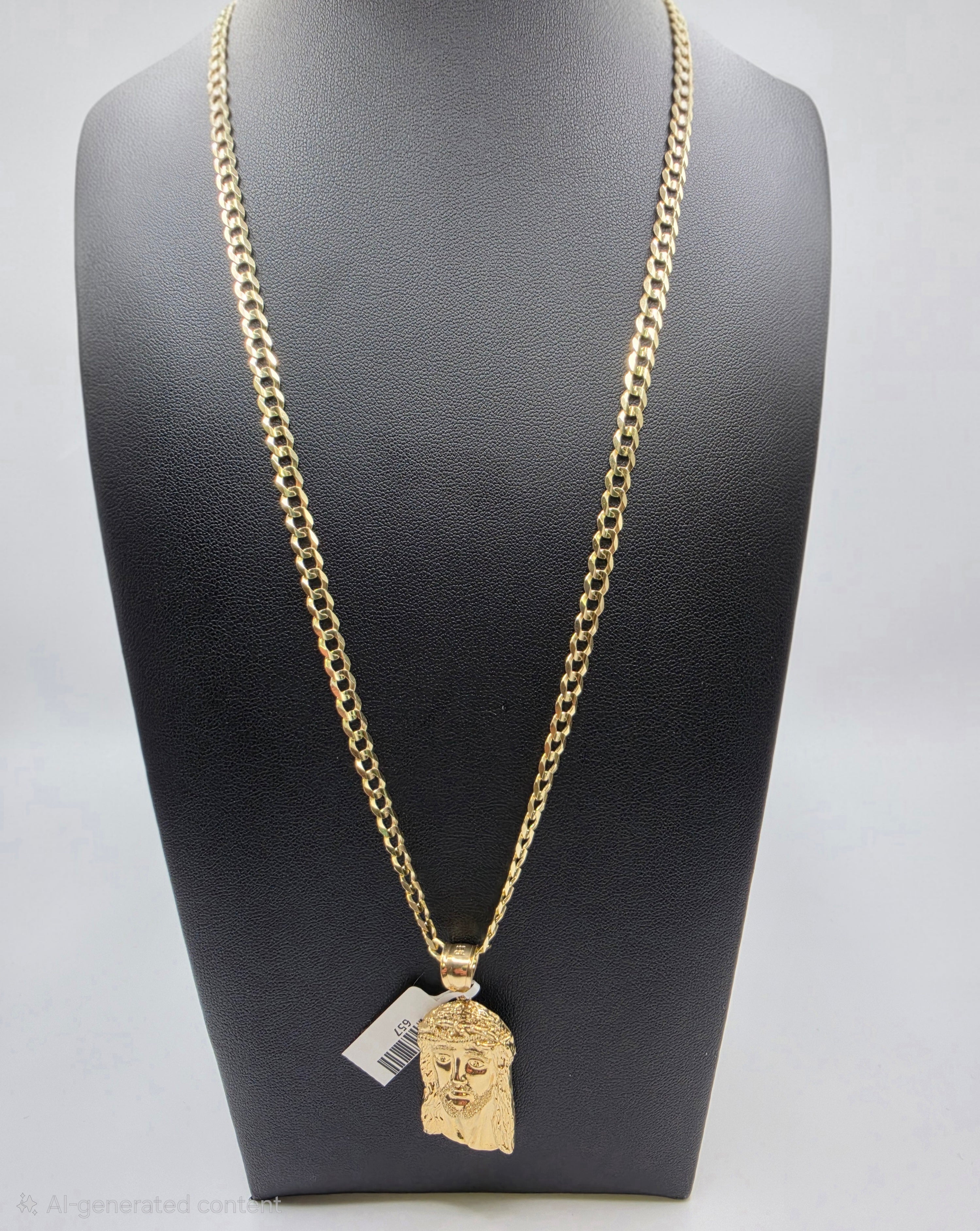 10K Gold Curve Chain with Pendant
