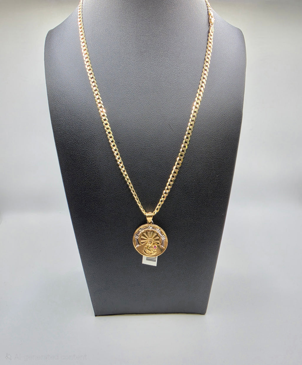 10K Gold Curve Chain with Pendant
