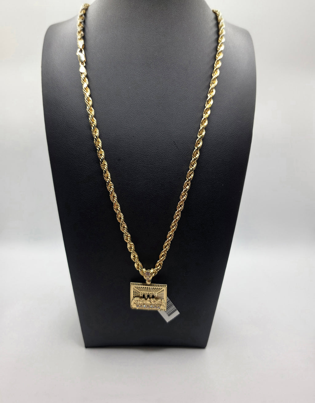 10K Gold Rope Chain with Last Supper Pendant