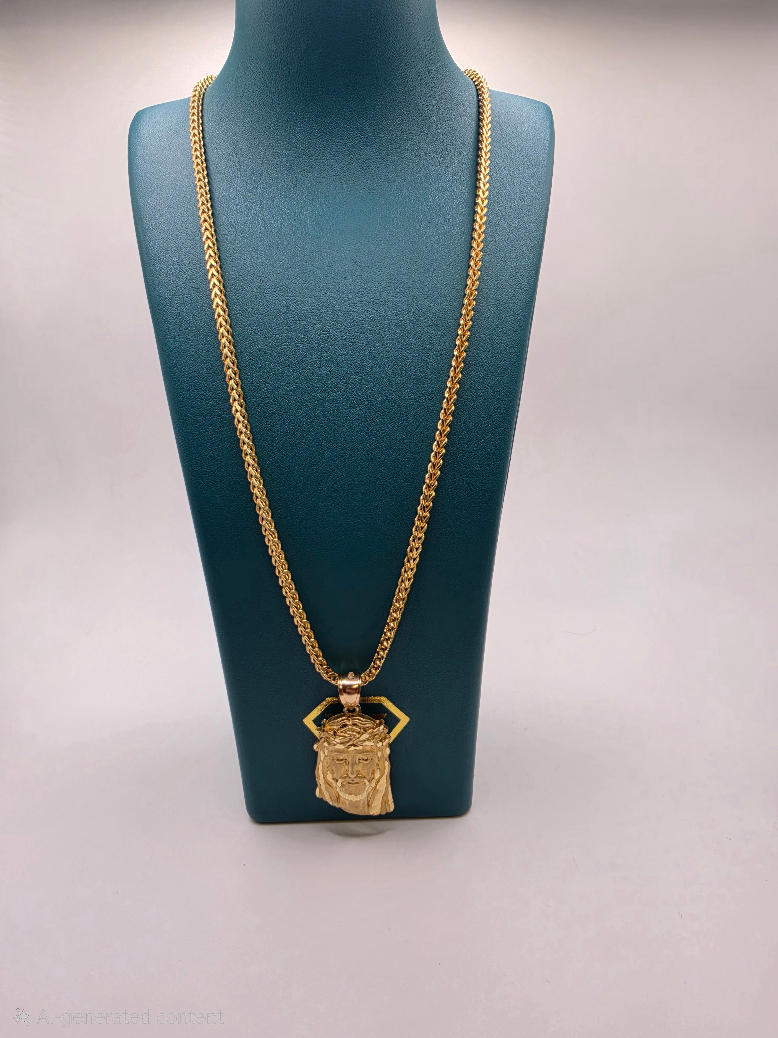10K Gold Franco Chain Semi Solid with Pendant