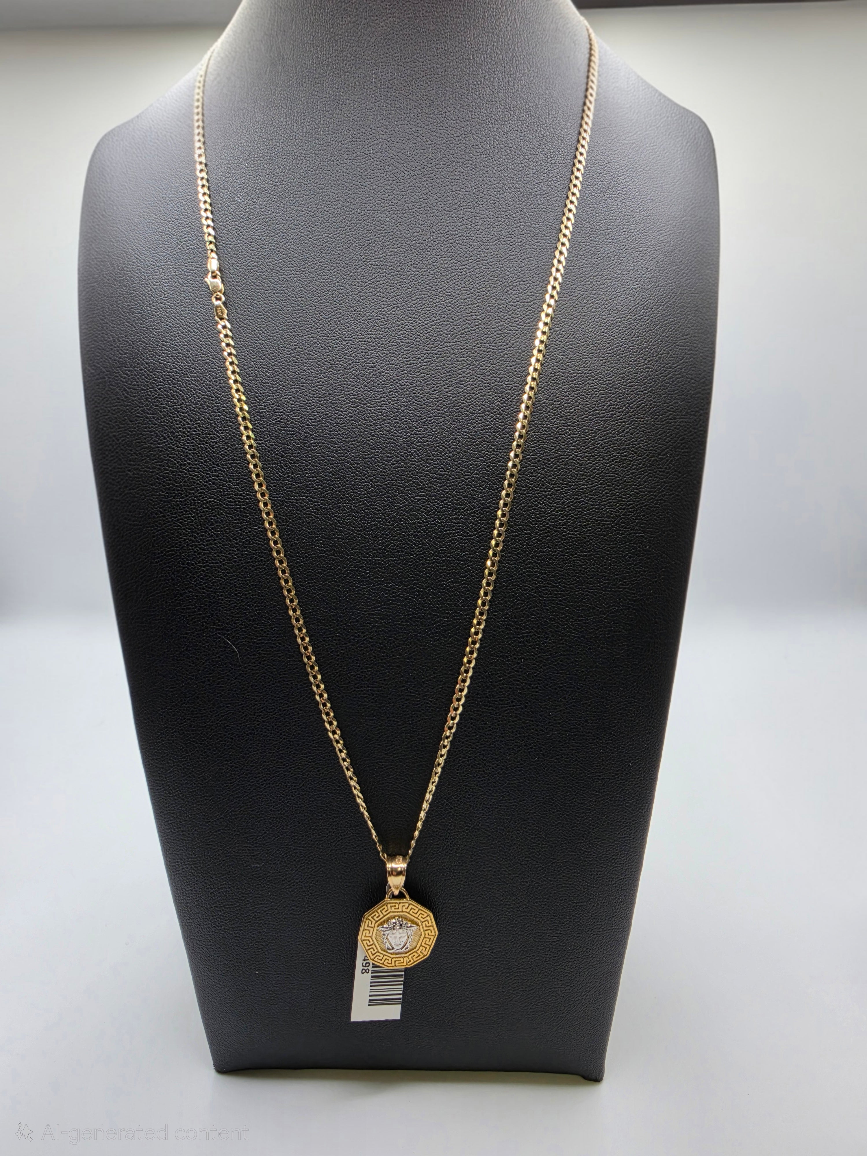 10K Gold Curve Chain with Pendant