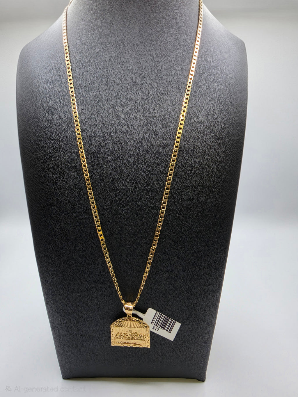 10K Gold Curve Chain with Pendant